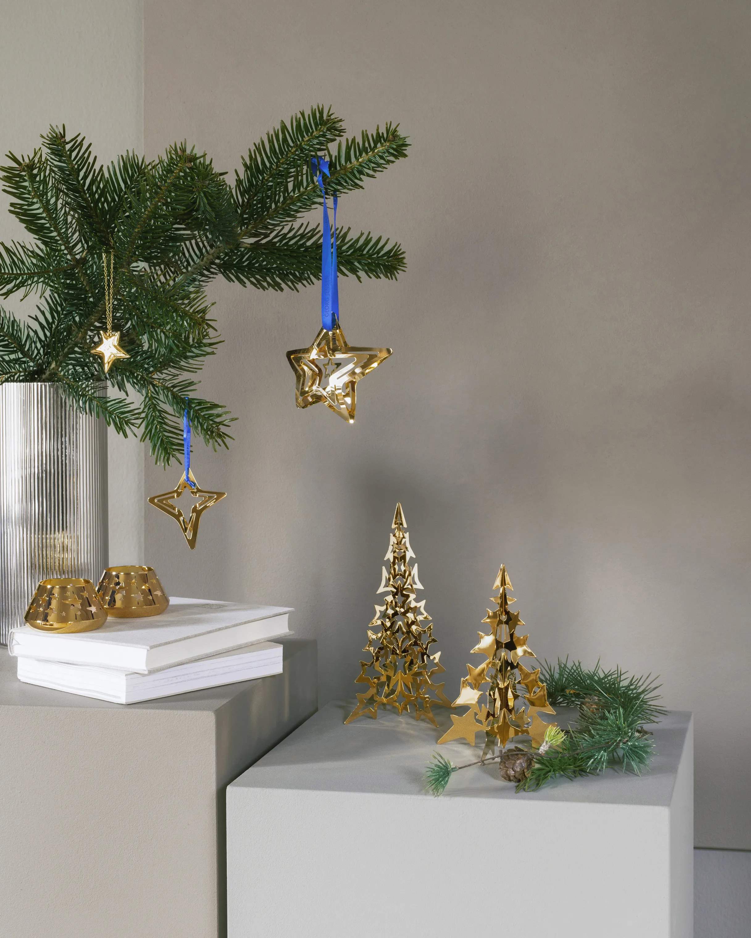 Georg Jensen Juleophæng Christmas Collectibles CC 2021 Juleornament - 2 stk. i Guldfarvet, 7 cm, 2