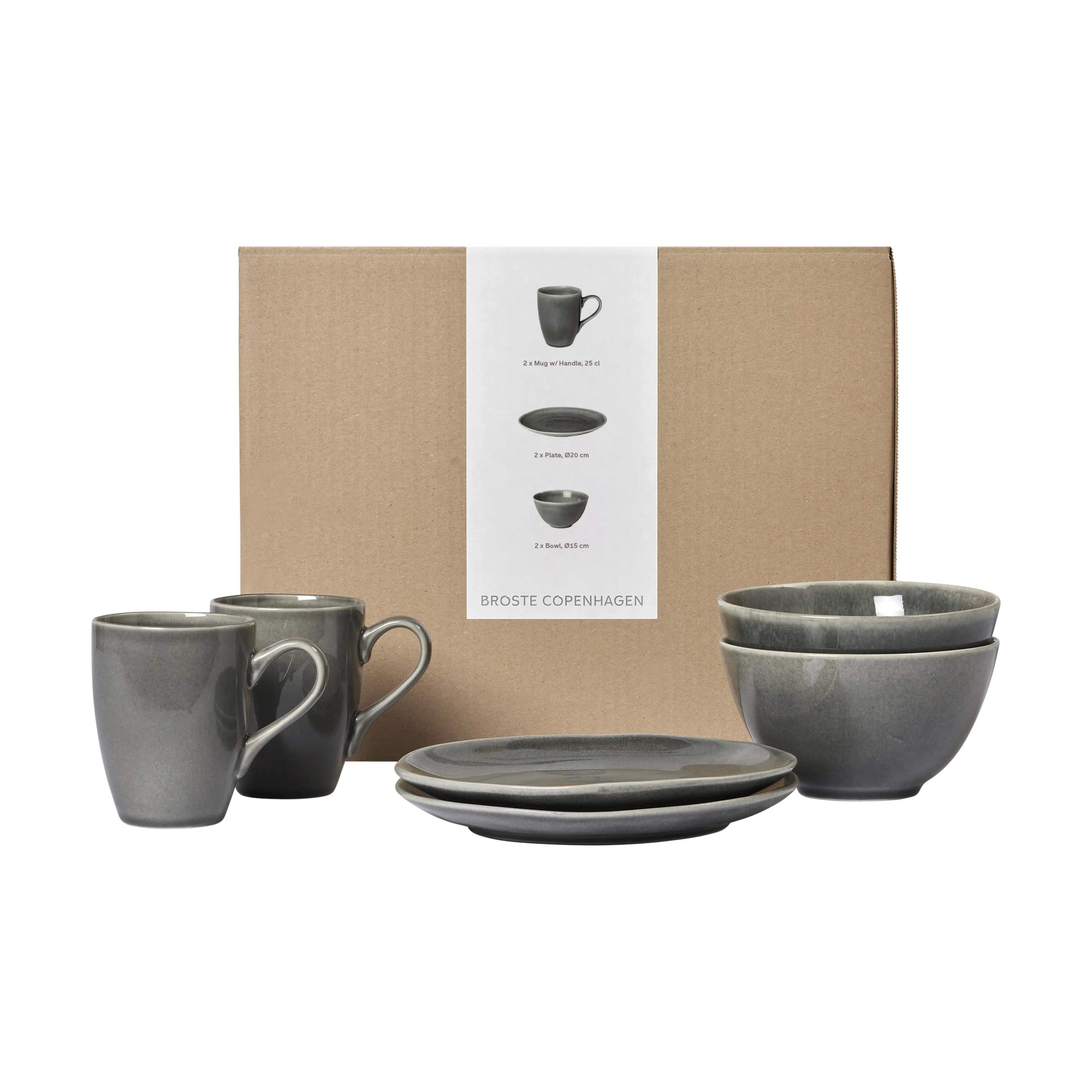 Nordic Rain Morgenmadssæt - 6 dele, grey, large