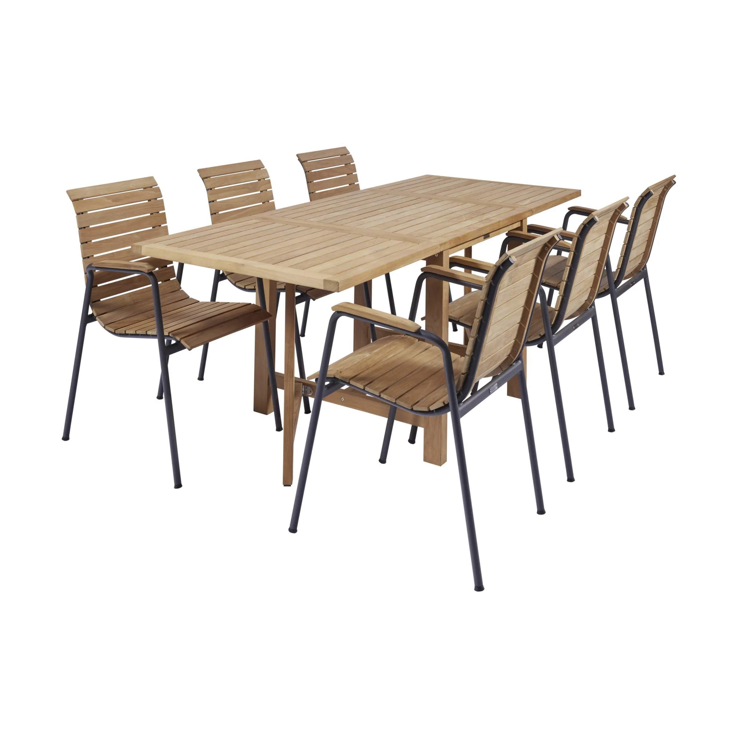 Cambridge Havemøbelsæt - 1 klapbord og 6 stole, antracit/teak, large