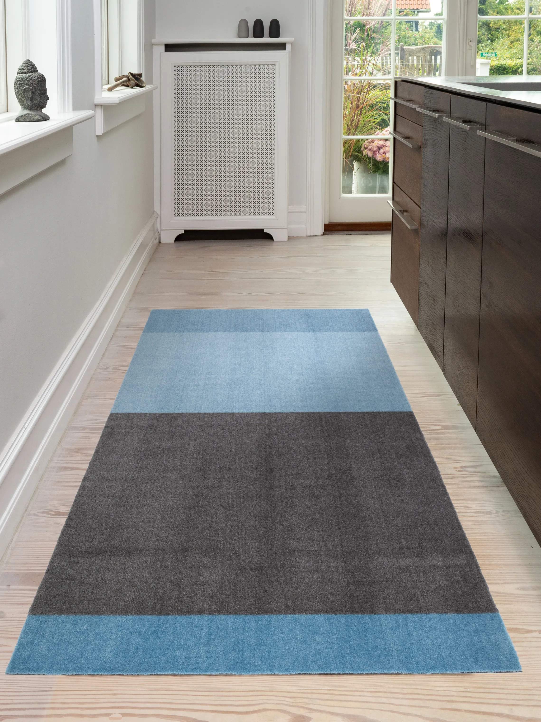 Tica Copenhagen Gulvtæpper Stripes Horisontal Gulvtæppe i Lyseblå/støvetblå/steelgrey, B90 x L200 cm, 2