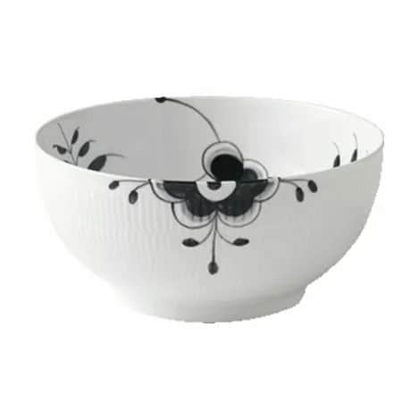 Royal Copenhagen Serveringsskåle Sort Mega Riflet Skål i Sort/hvid, 24 cm, 4