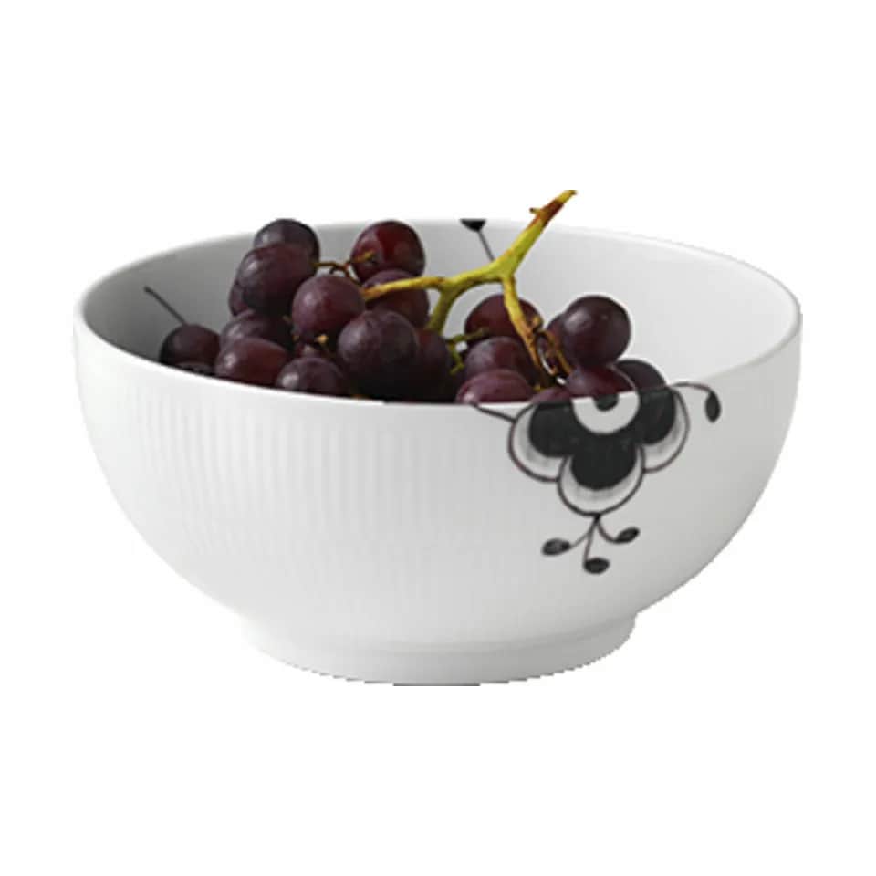 Royal Copenhagen Serveringsskåle Sort Mega Riflet Skål i Sort/hvid, 21 cm, 3