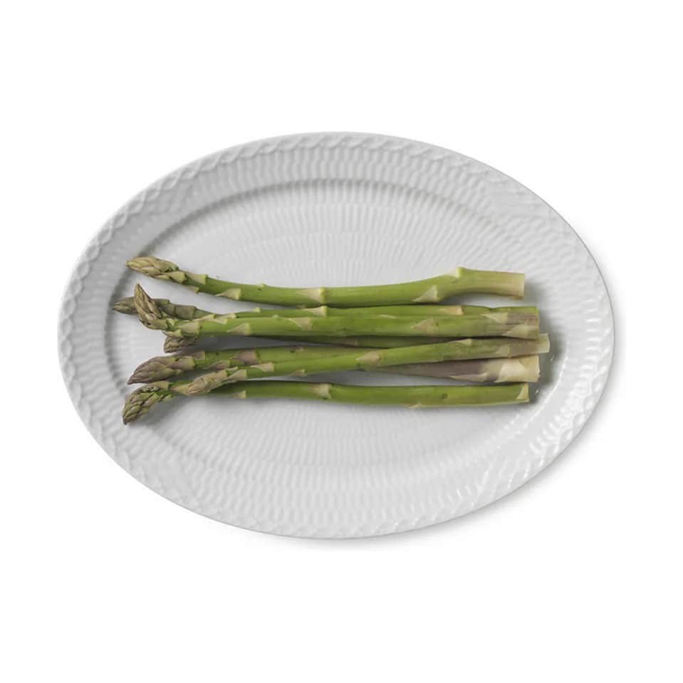 Royal Copenhagen Middagstallerkener Hvid Halvblonde Oval Tallerken i Hvid, 28 cm, 3