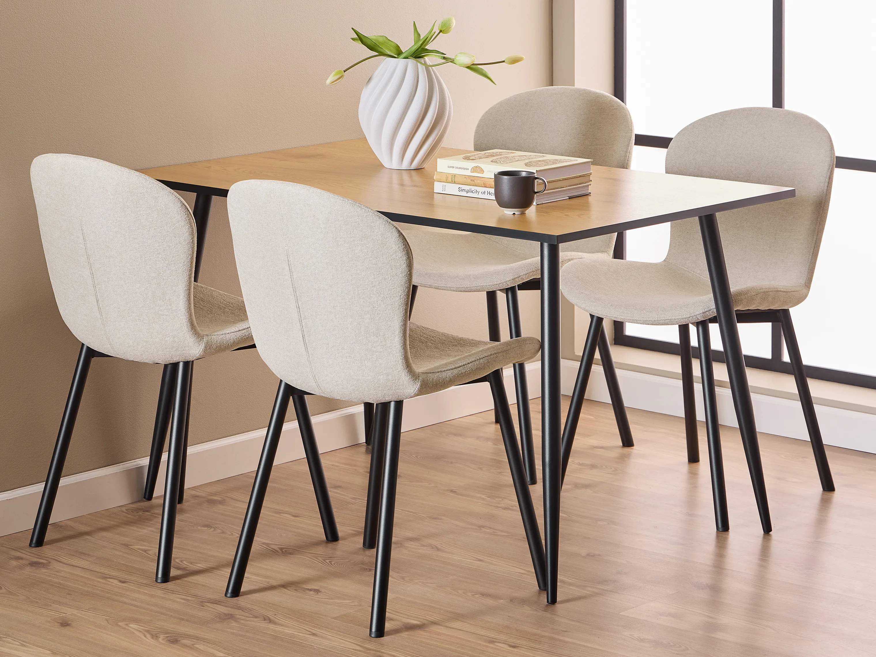 CASA Living Spiseborde Wilma Spisebordssæt - 5 dele i Natur/beige, 1