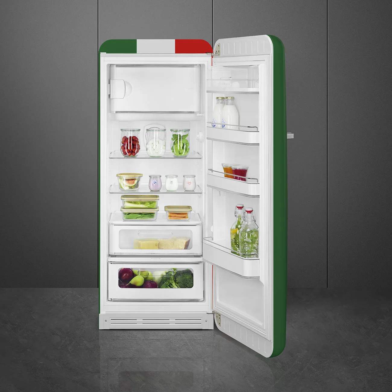 Smeg Køleskabe 50's Style Kølefryseskab i Italian flag, 2
