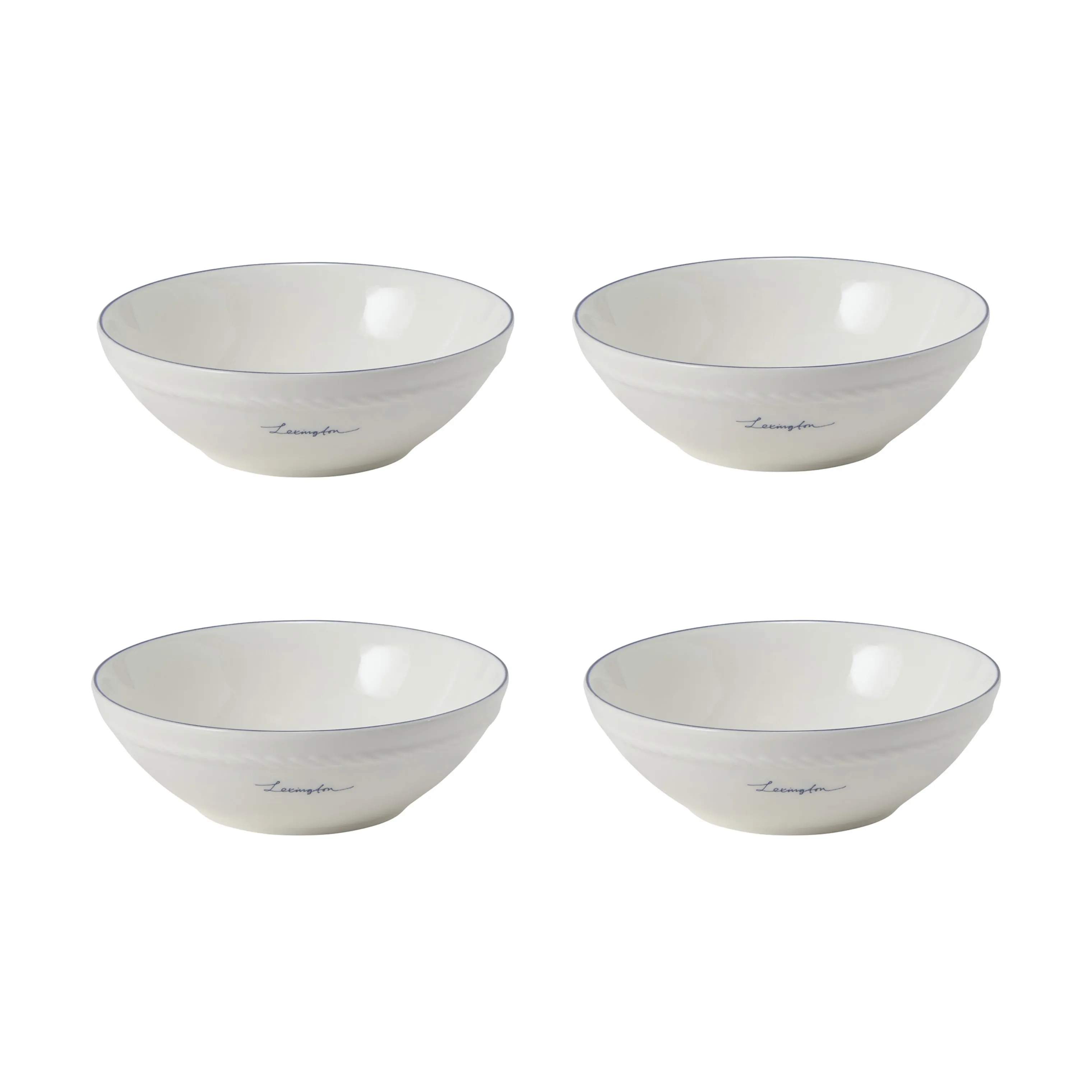 Skål - 4 stk., white/dark blue, large