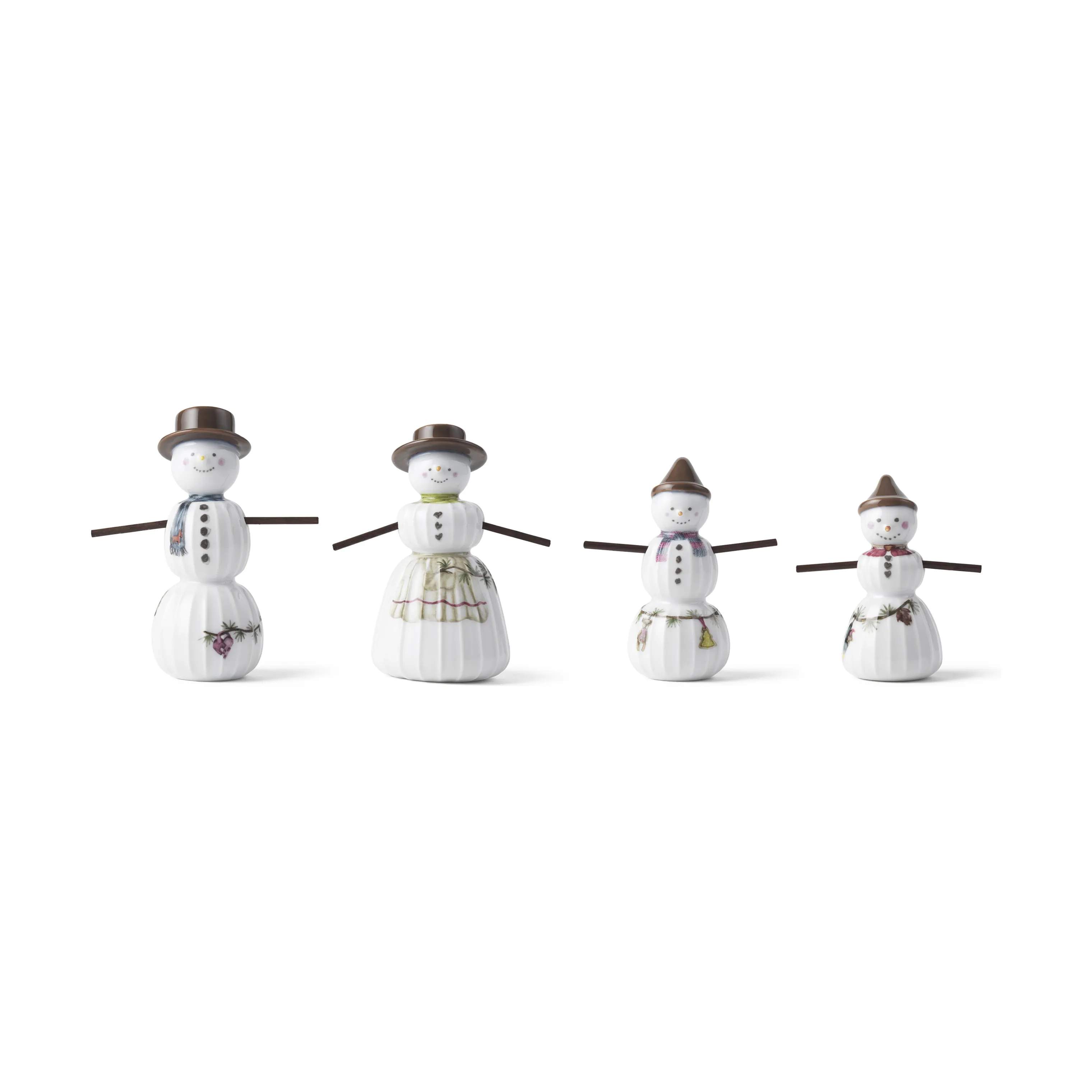 Kähler Julefigurer Hammershøi Jul Snemand - 4 stk. i Hvid m. deko, 1