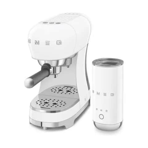 Smeg Espressomaskiner 50's style Espressomaskine med mælkeskummer i hvid, 3
