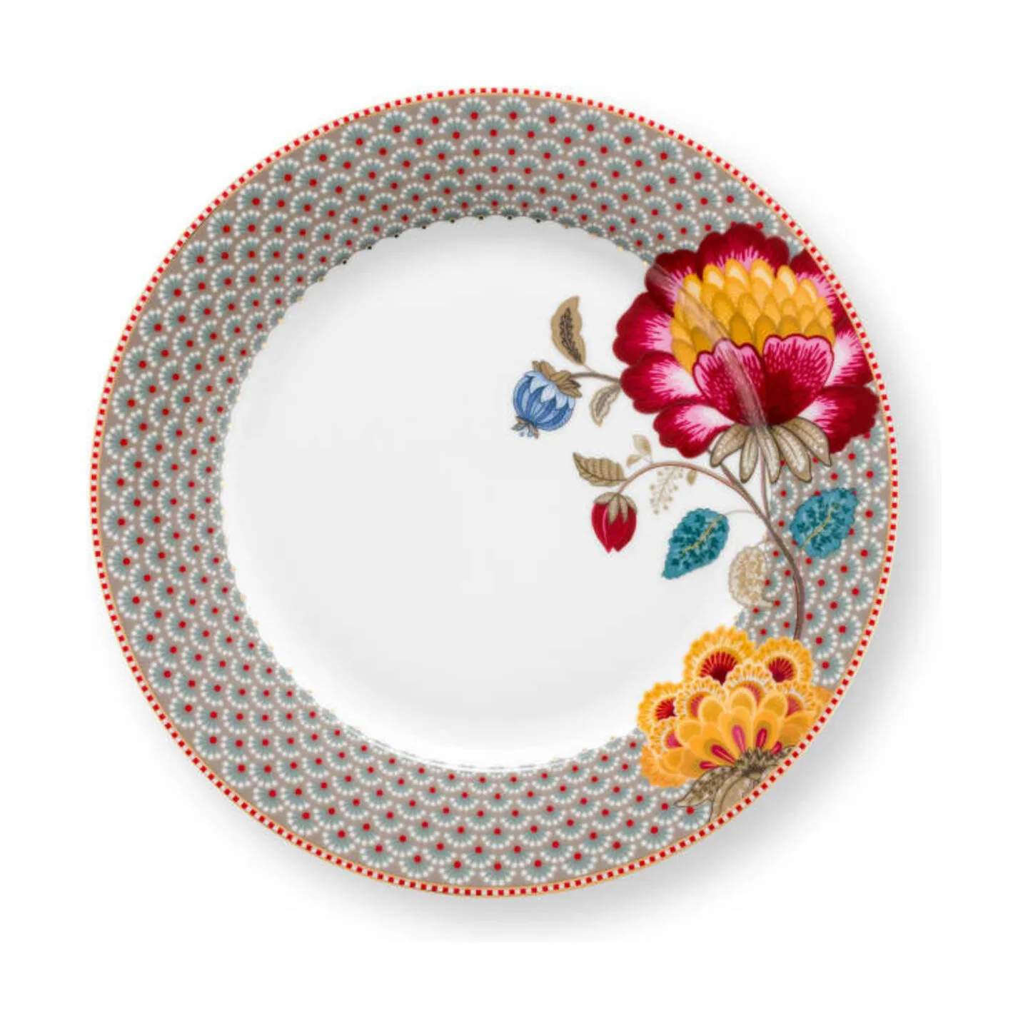 PIP Studio Frokosttallerkener Blooming Tales Tallerken i Khaki, 26,7 cm, 1