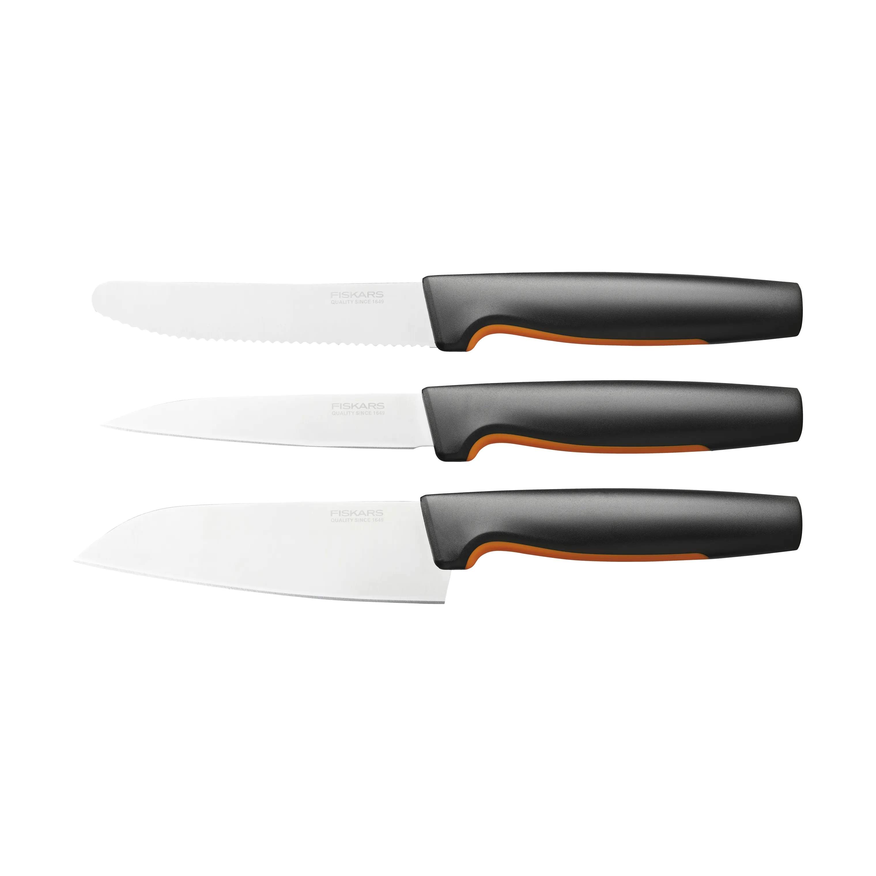 Fiskars Knivsæt Functional Form Favorit Knivsæt - 3 dele i Sort/Orange, 1