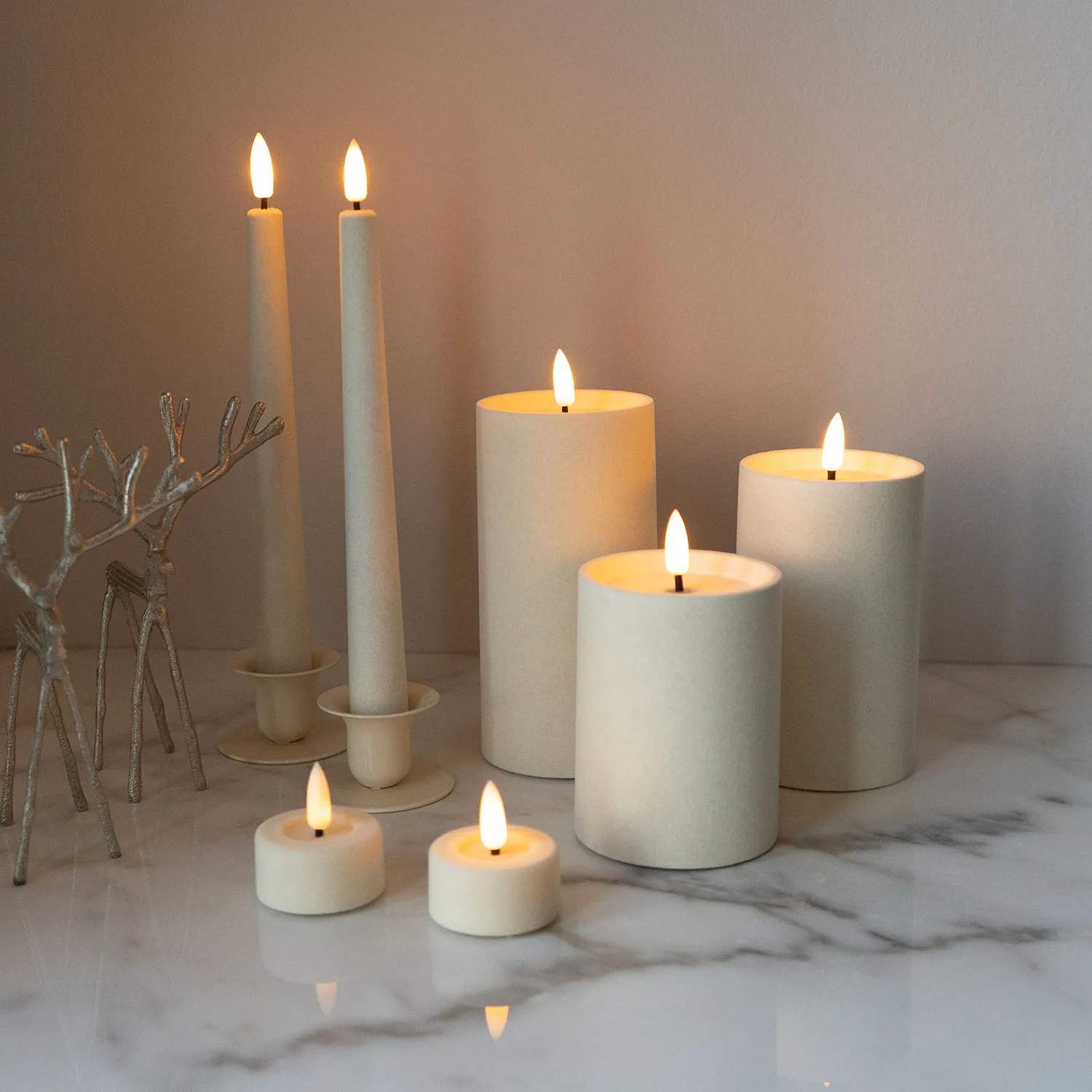 Sirius LED-lys Sille Velour LED Bloklys i Elfenben, 10 cm, 3