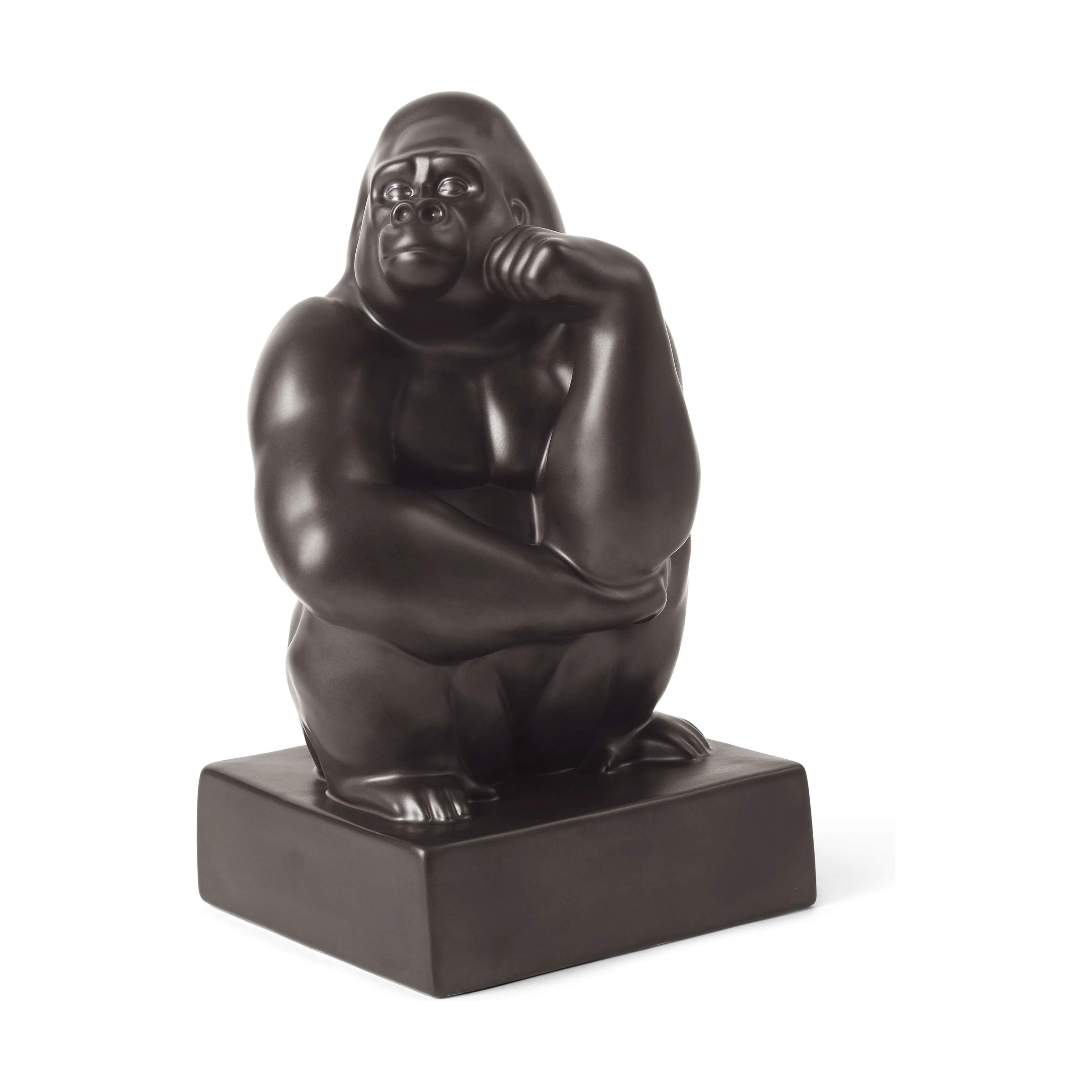 Royal Copenhagen Dyrefigurer Figurine Gorilla i Sort/med hånden på kinden, 2