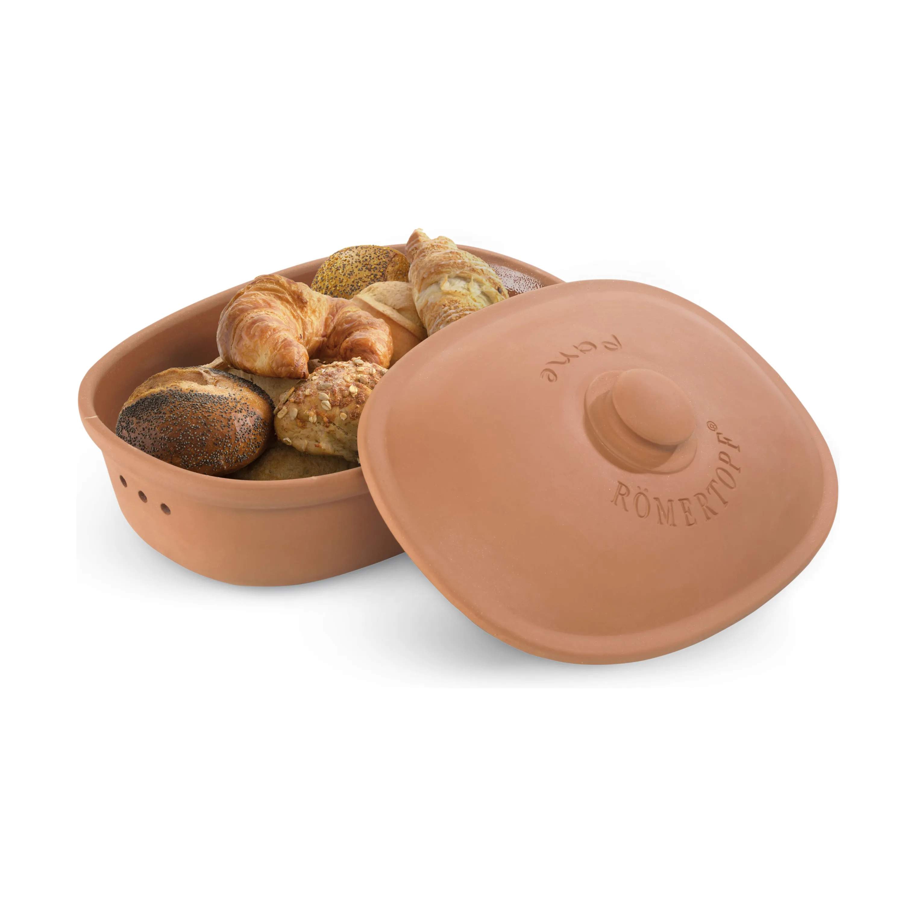 Römertopf Krukker med låg Brødopbevaring i Terracotta, 6.5 L, 2