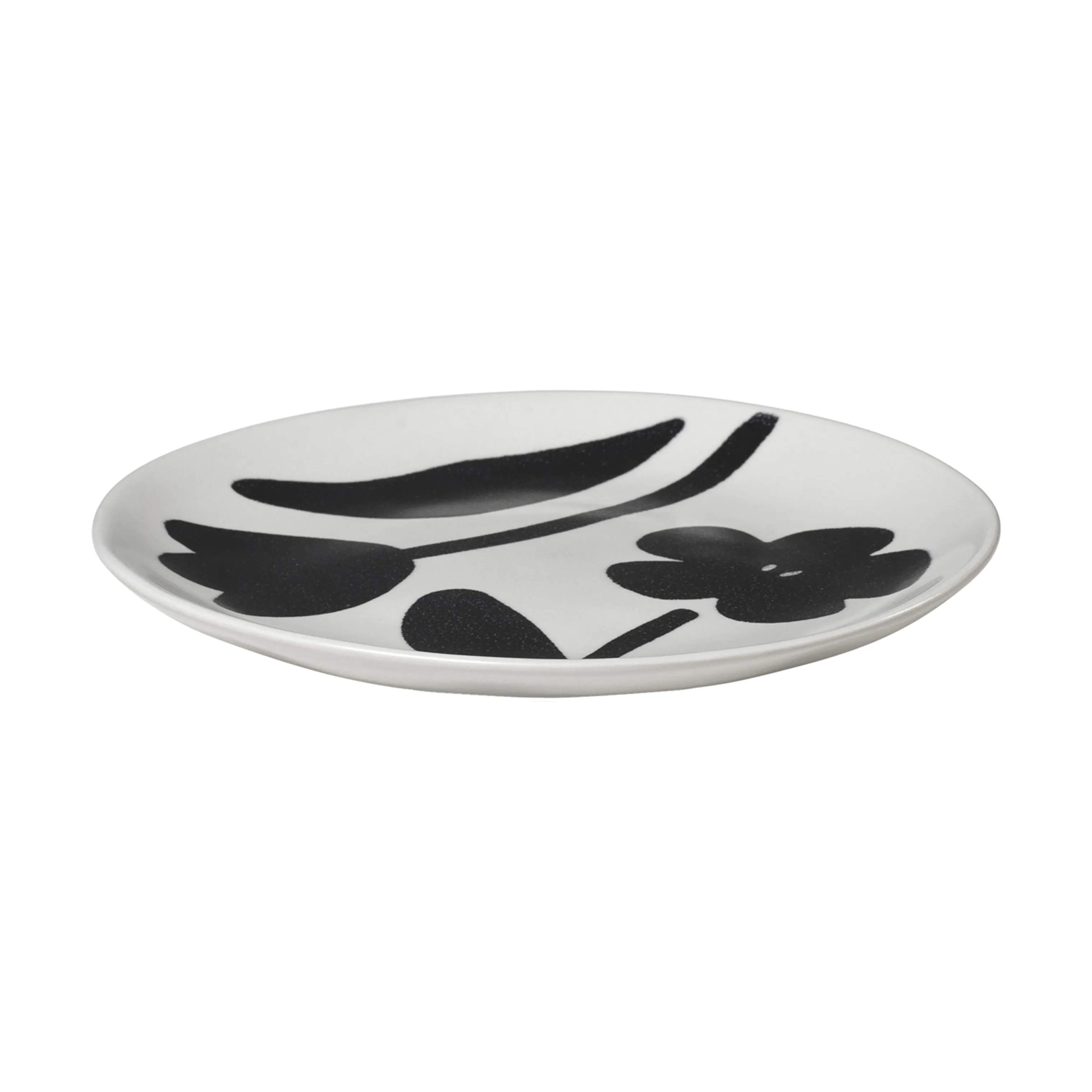 Broste Copenhagen Tallerkener Flora Tallerken i Black/Off White 2, 3