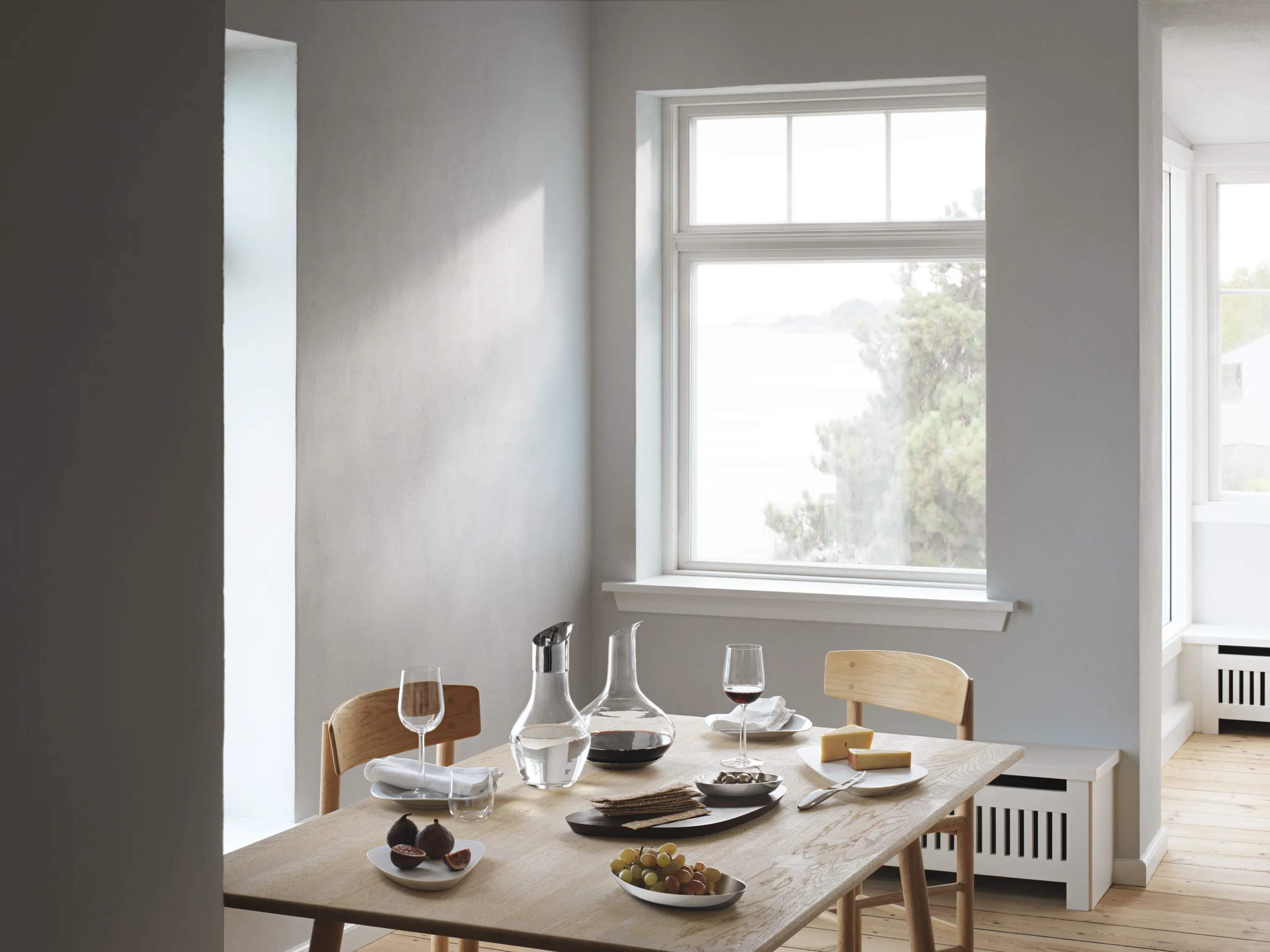 Georg Jensen Vinkarafler Sky Vinkaraffel m. coaster i Klar/Stål, 4