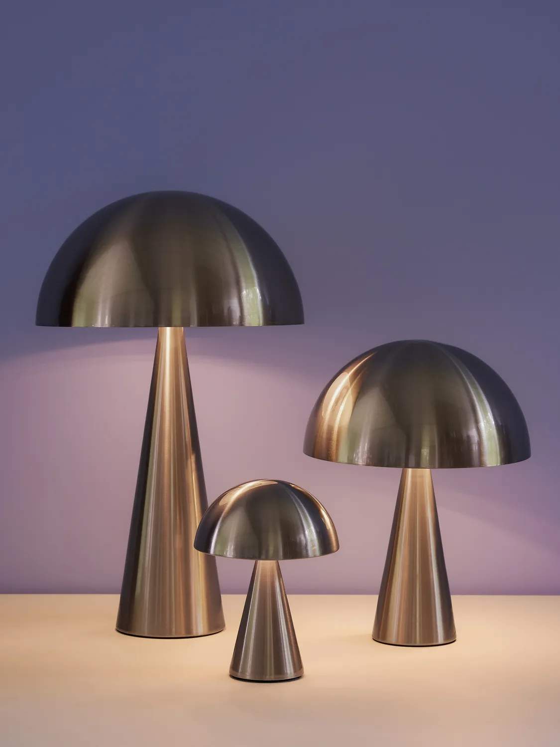 Hübsch Bordlamper Mush Bordlampe i Børstet stål, 50 cm, 4