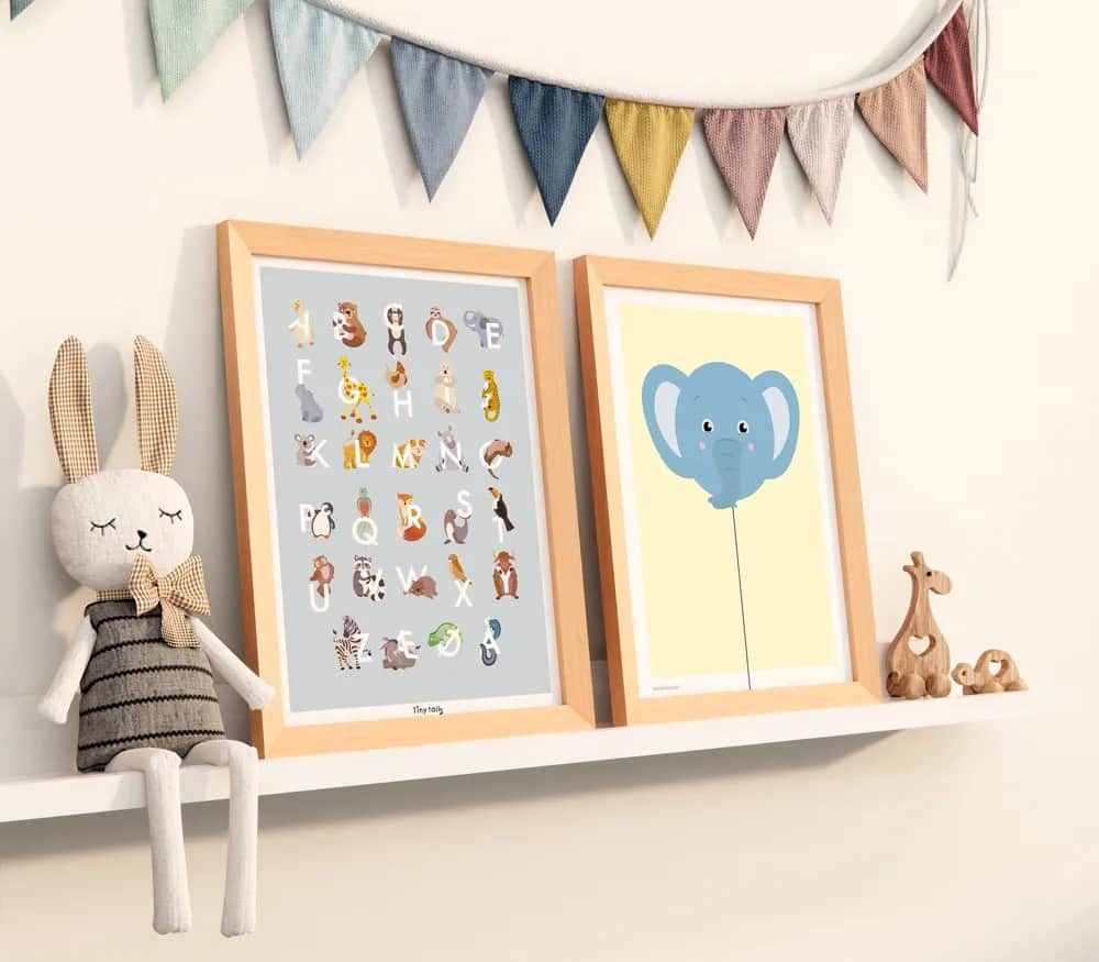 Poster&Frame Plakater Plakat - ABC i Lyseblå, B29,7 x L42 cm, 2