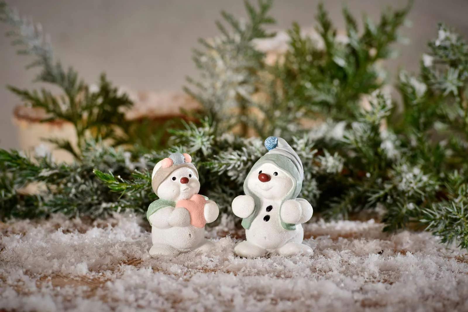Klarborg Julefigurer Snemænd 2018 - Fiffi &Tilla i Hvid, 8 cm, 2