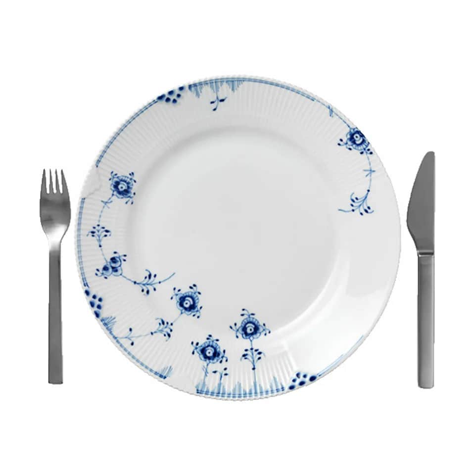 Royal Copenhagen Middagstallerkener Blå Elements Middagstallerken i Koboltblå/hvid, 28 cm, 4