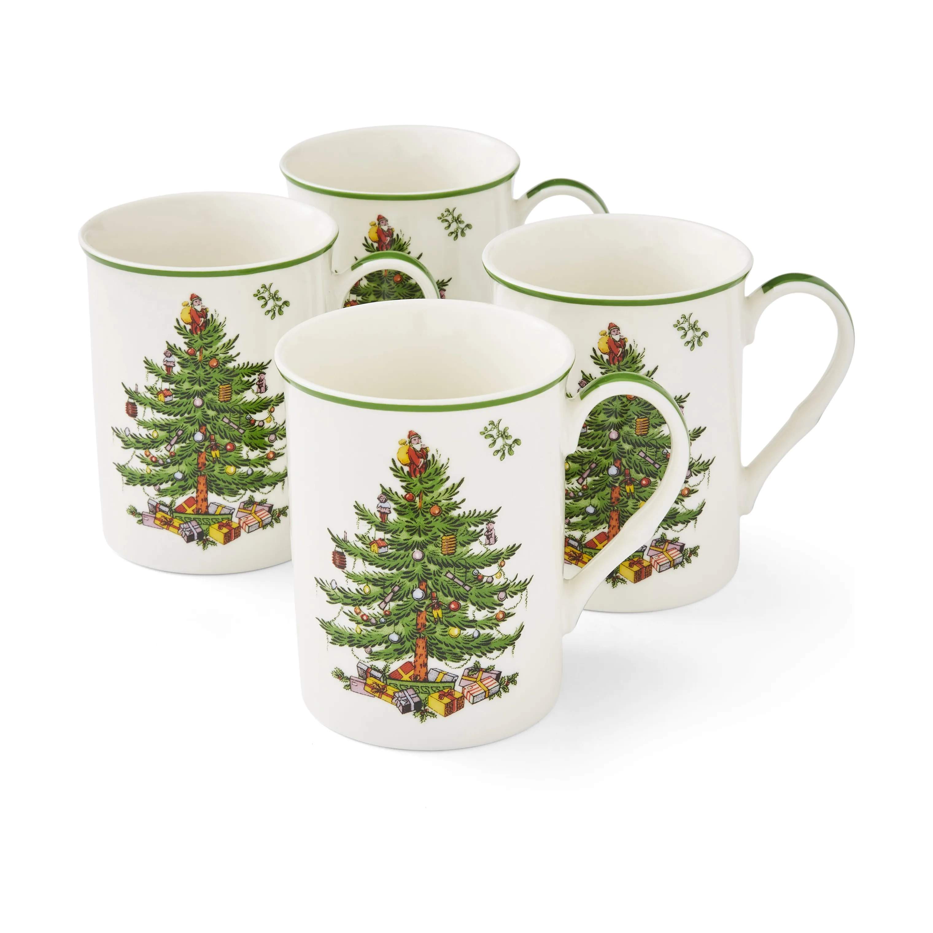 Spode Krus og kopper med hank Christmas Tree Krus - 4 stk. i Hvid/grøn/rød, 1