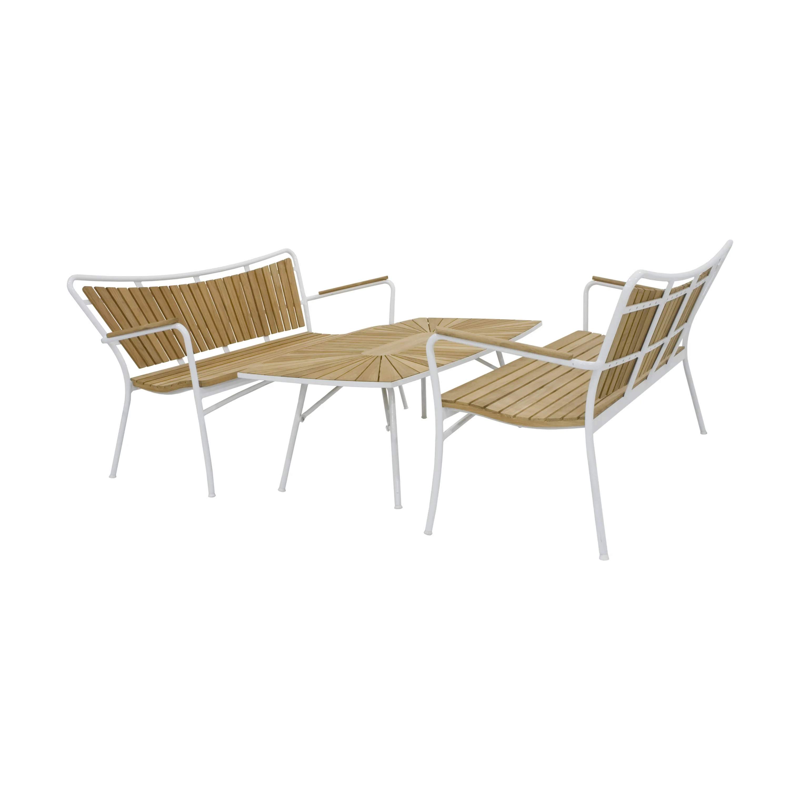 Maguerit Loungesæt - 1 bord og 2 sofaer, hvid, large