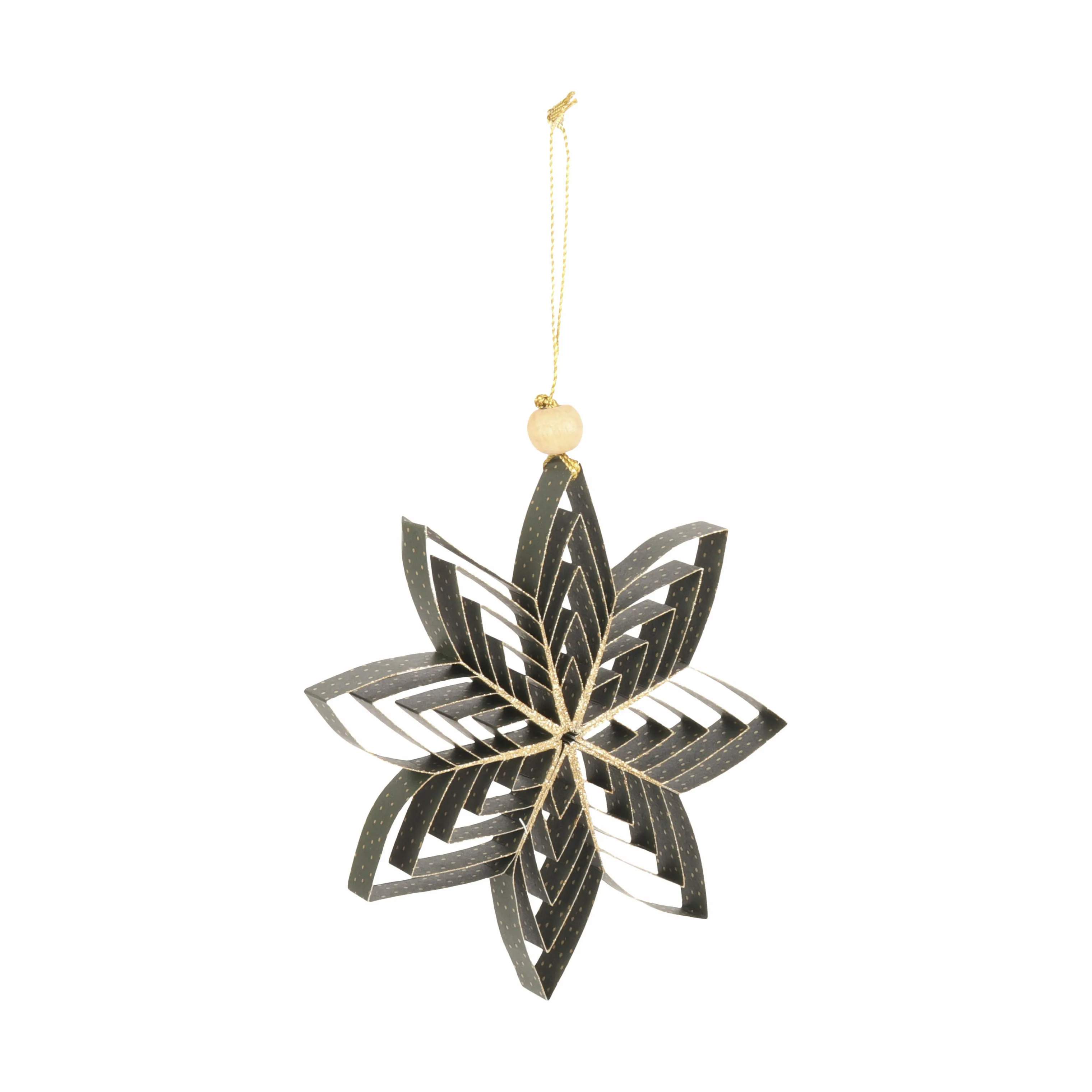 Casa Christmas Juleophæng Papirdekoration - Stjerne i Grøn/guld, 10 cm, 1