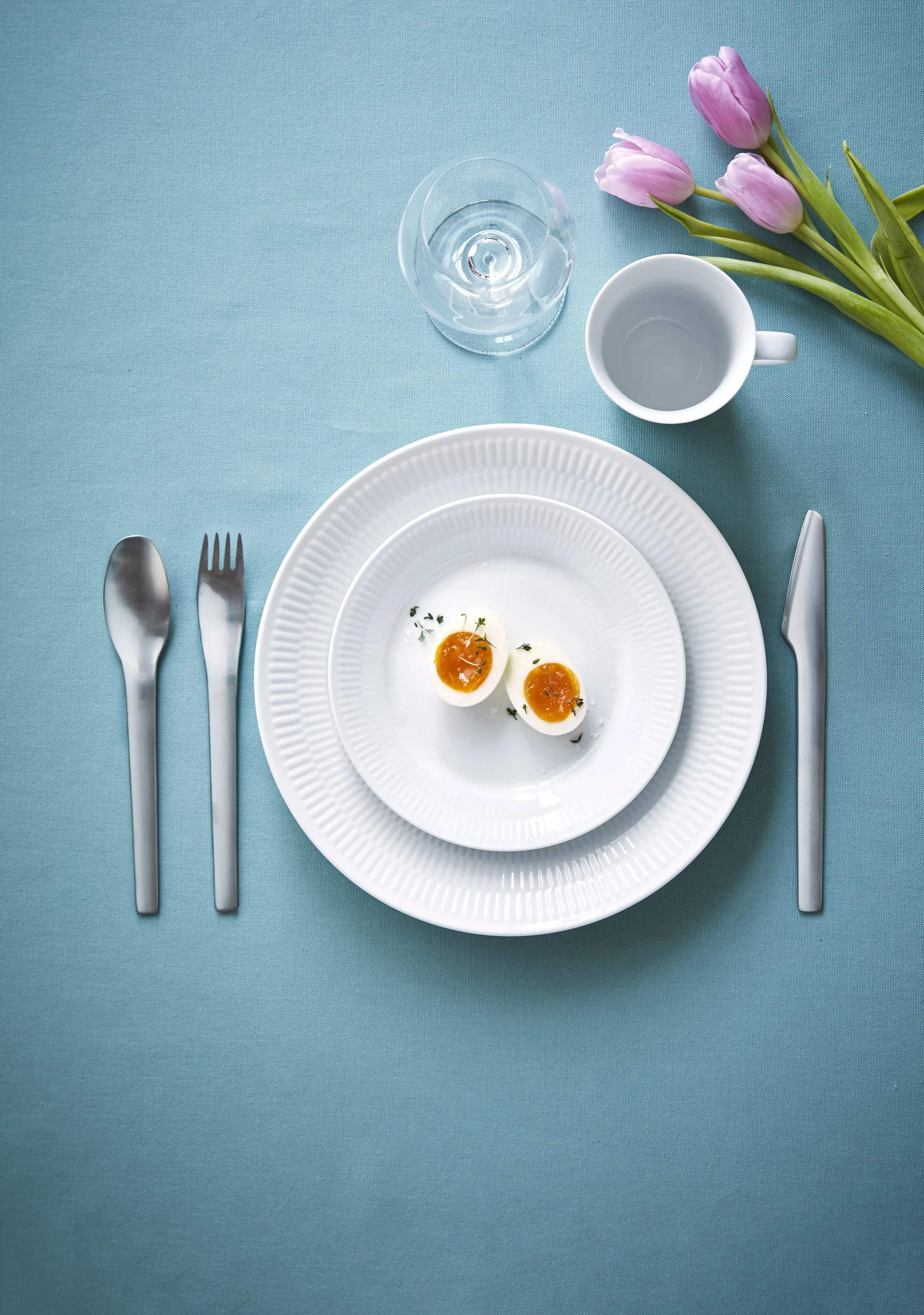 Royal Copenhagen Frokosttallerkener Hvid Riflet Tallerken i Hvid, 2