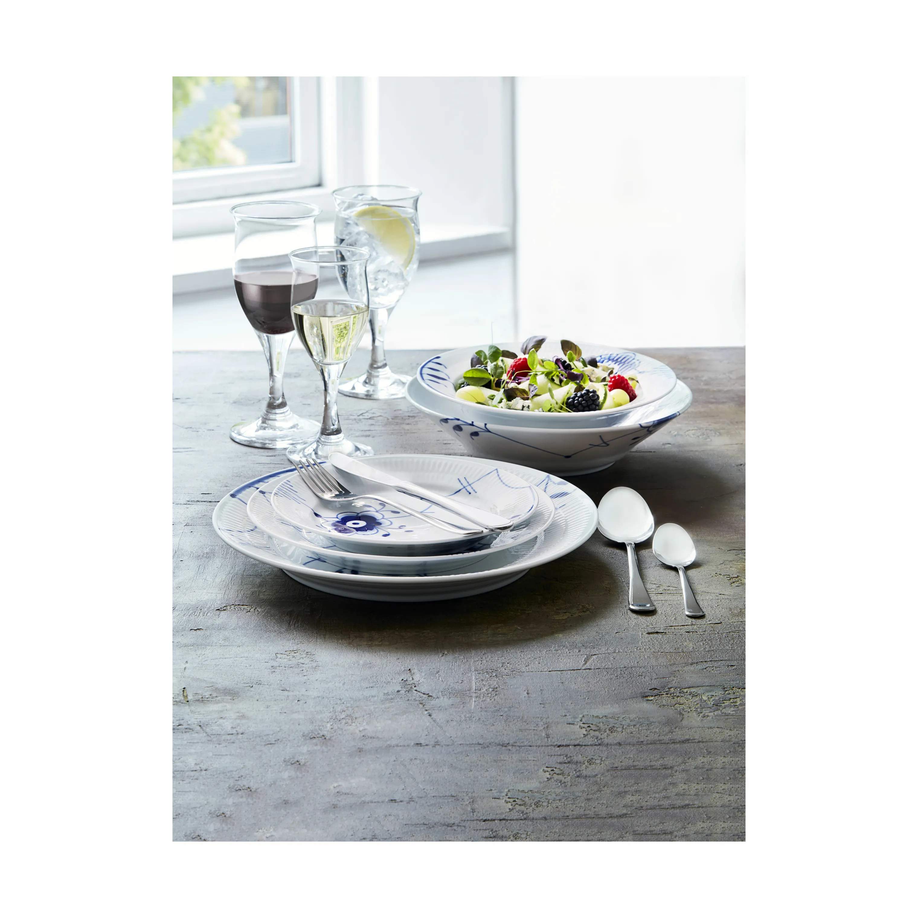 Royal Copenhagen Kagetallerkener Blå Mega Riflet Desserttallerken #6 i Desserttallerken #6, 4