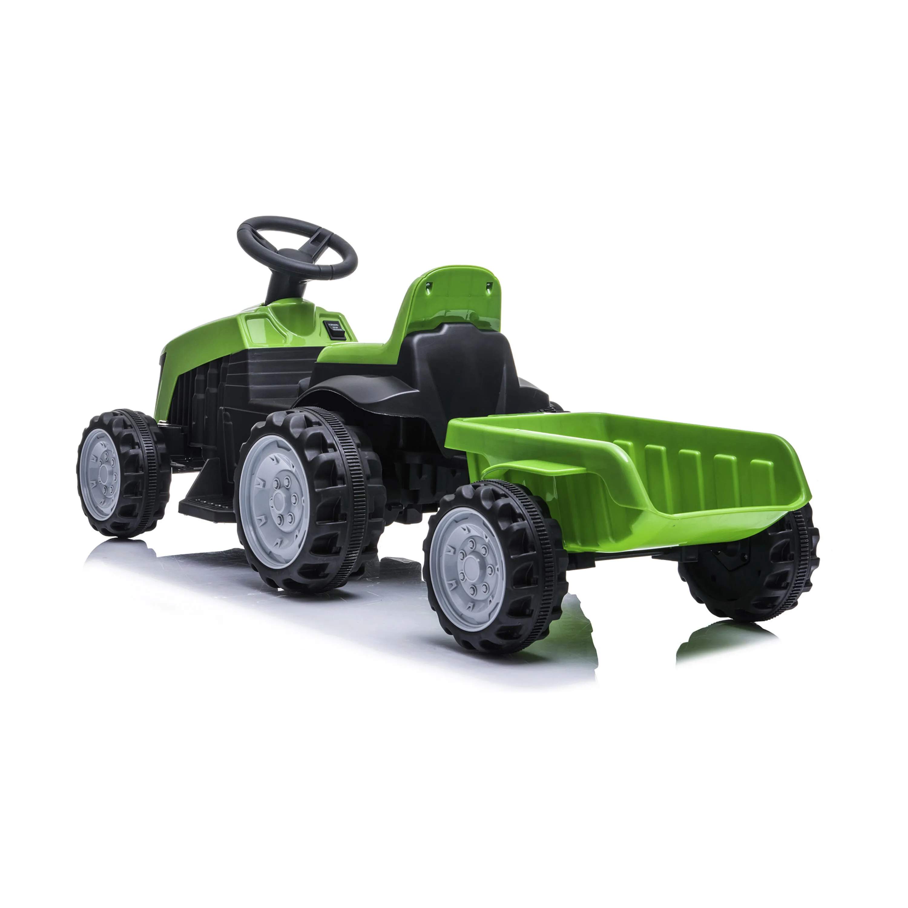 NORDIC PLAY Speed El-biler til børn Elektrisk Bil - Traktor med trailer i Grøn/Sort/Grå, 3