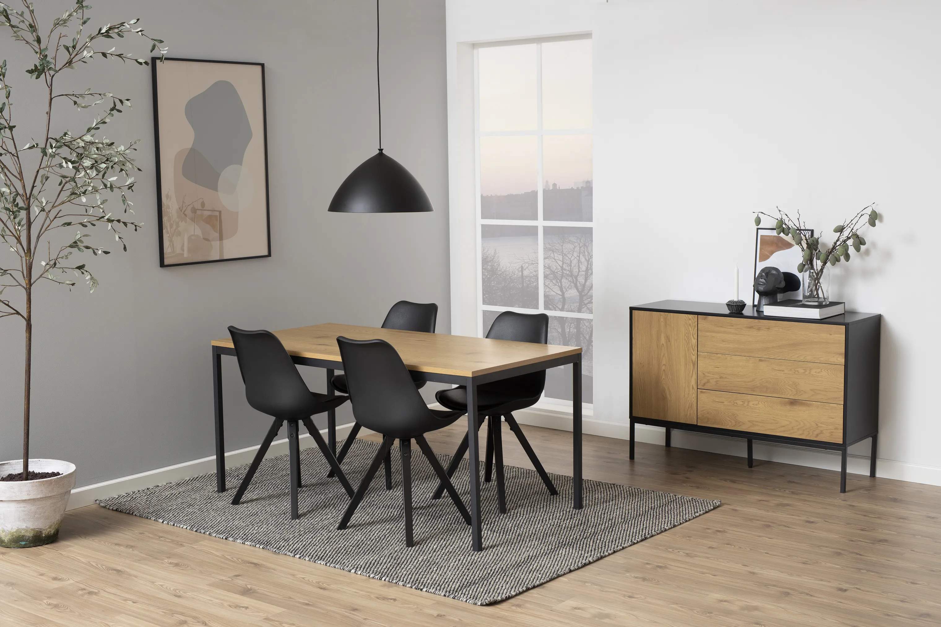 CASA Living Skabe Seaford Skænk i Natur/sort, 3