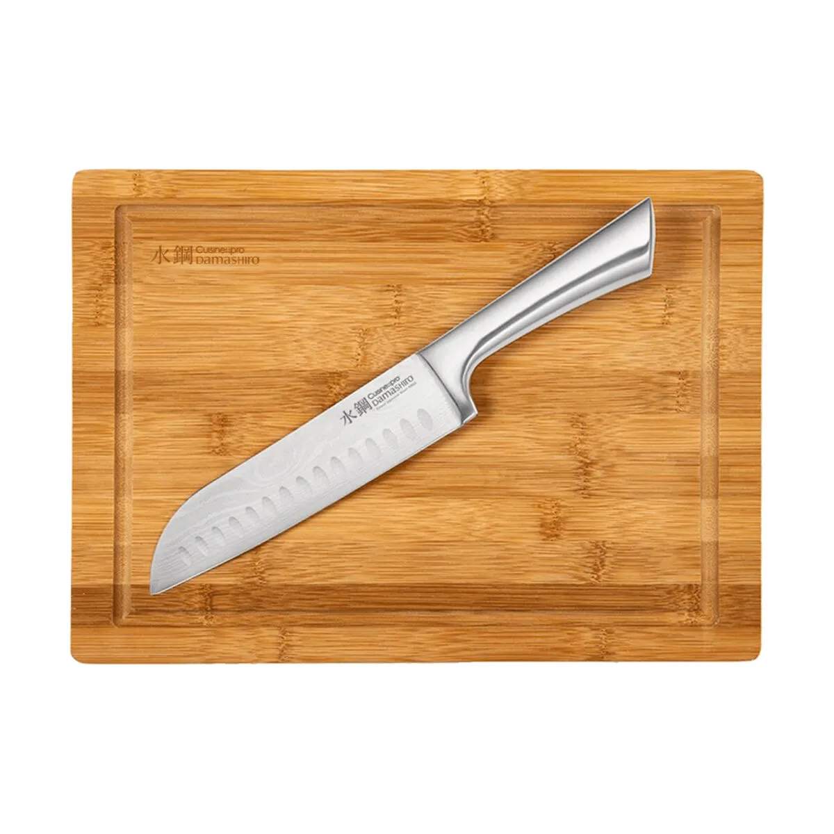 THE CUSTOM CHEF™ Santokuknive Cuisine::pro®
Damashiro® Damashiro® Santokukniv og skærebræt i Sølvfarvet/natur, 1