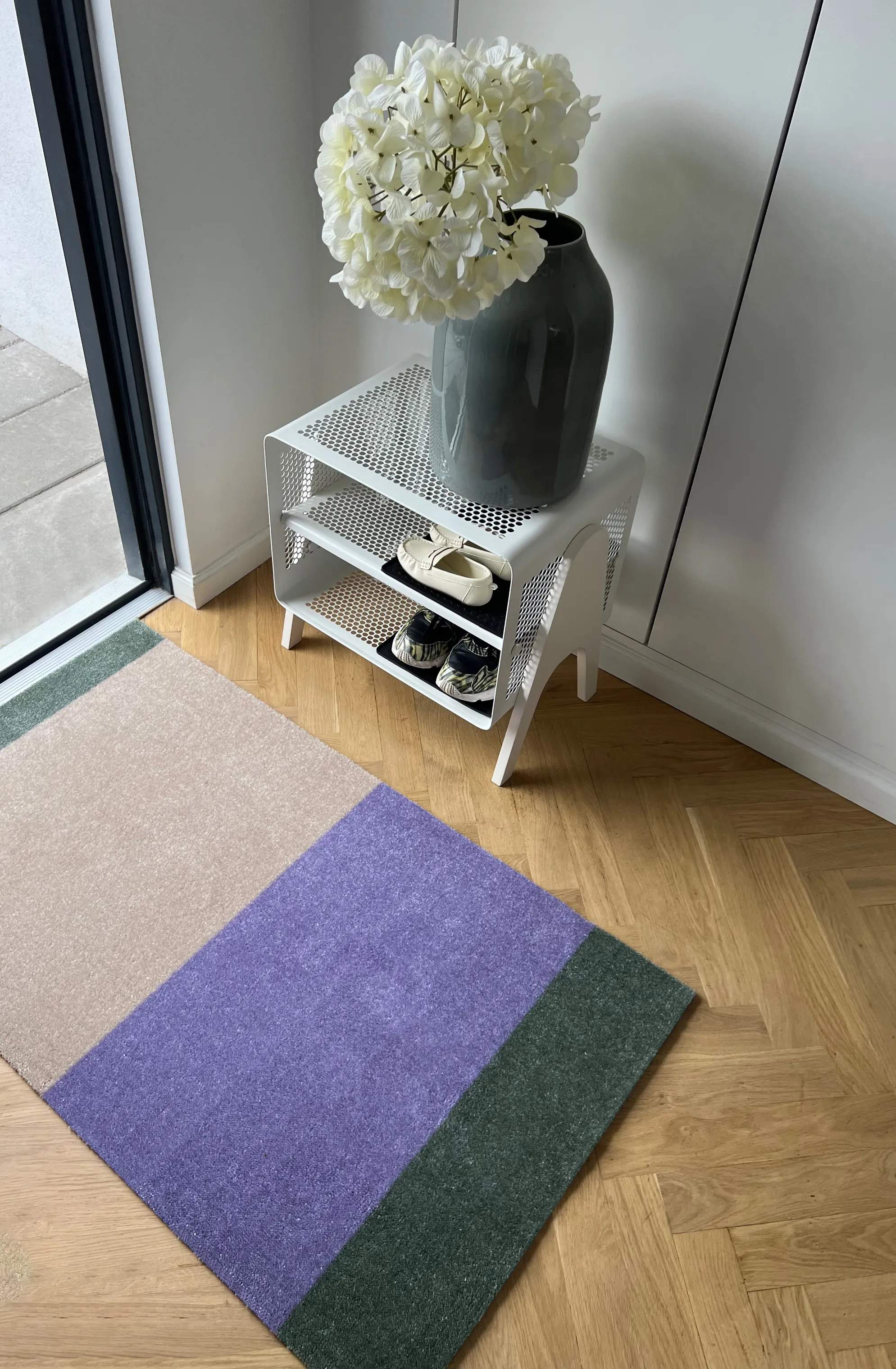 Tica Copenhagen Gulvtæpper Stripes Horisontal Gulvtæppe i Lilla/Ivory/grøn, B67 x L120 cm, 7