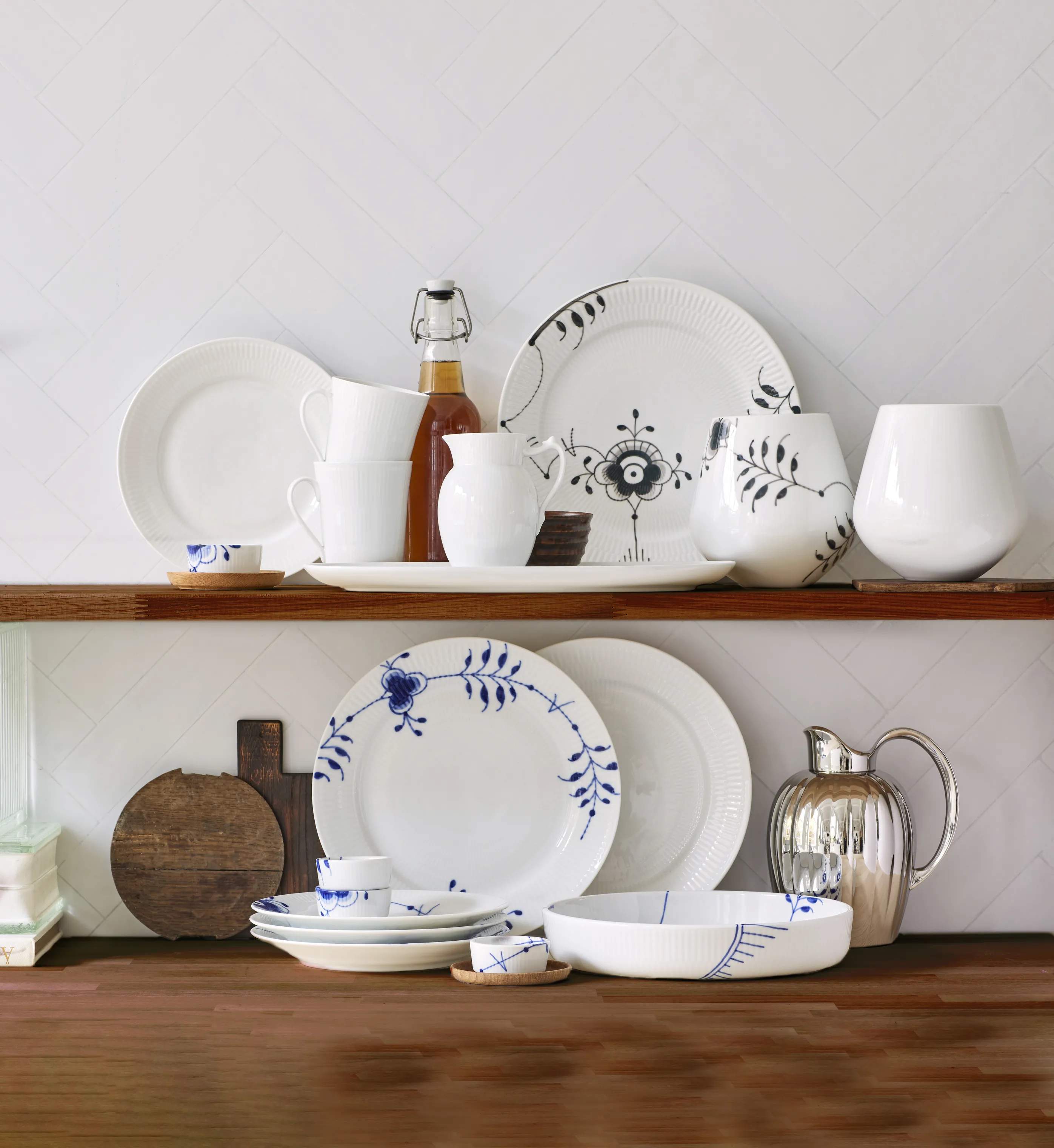 Royal Copenhagen Middagstallerkener Sort Mega Riflet Middagstallerken #6 i Middagstallerken Motiv #6  x Ø27 cm, 3