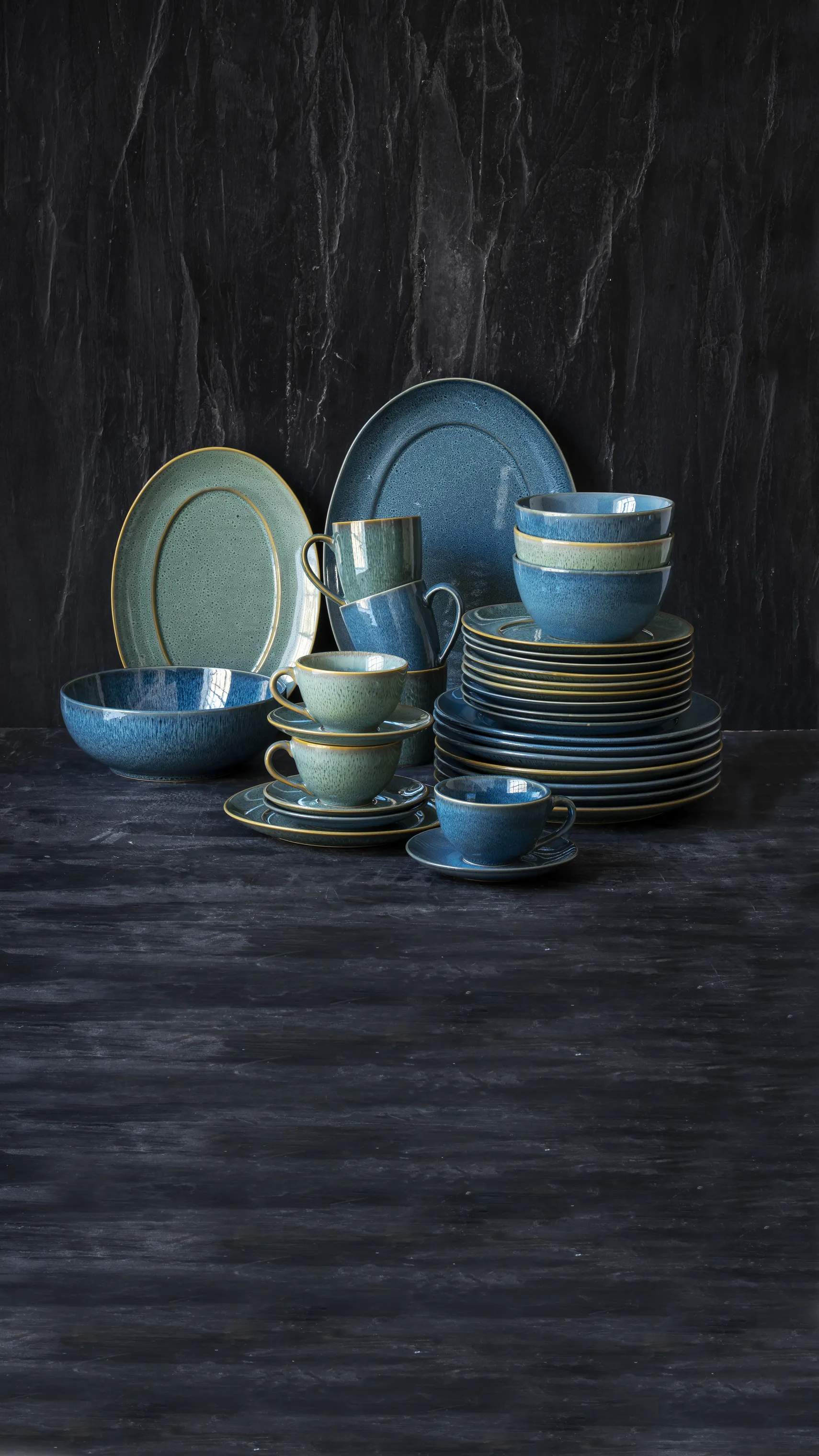 CASA Living Serveringsfade Sofia Fad i Blå, B21,7 x L31 cm, 2