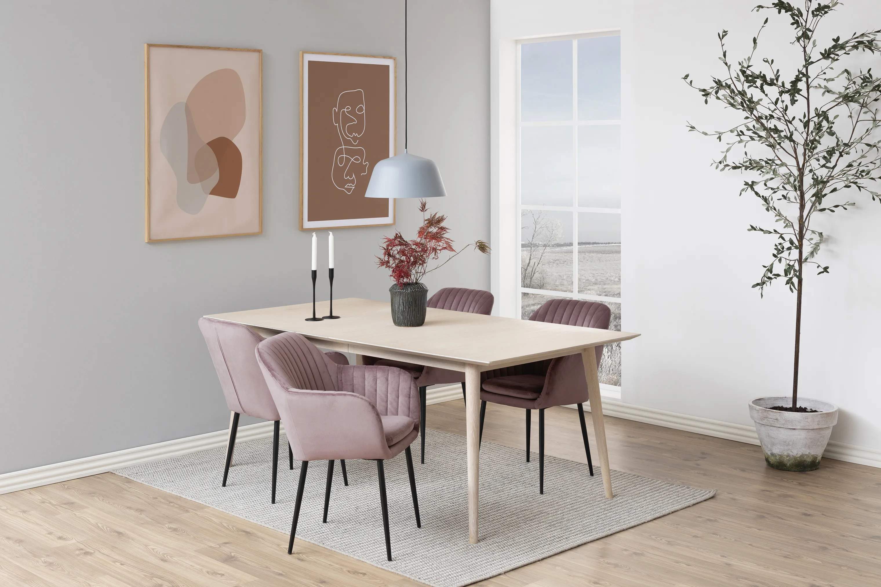 CASA Living Spisebordsstole Emilia Spisebordsstol i dusty rose/sort, 2