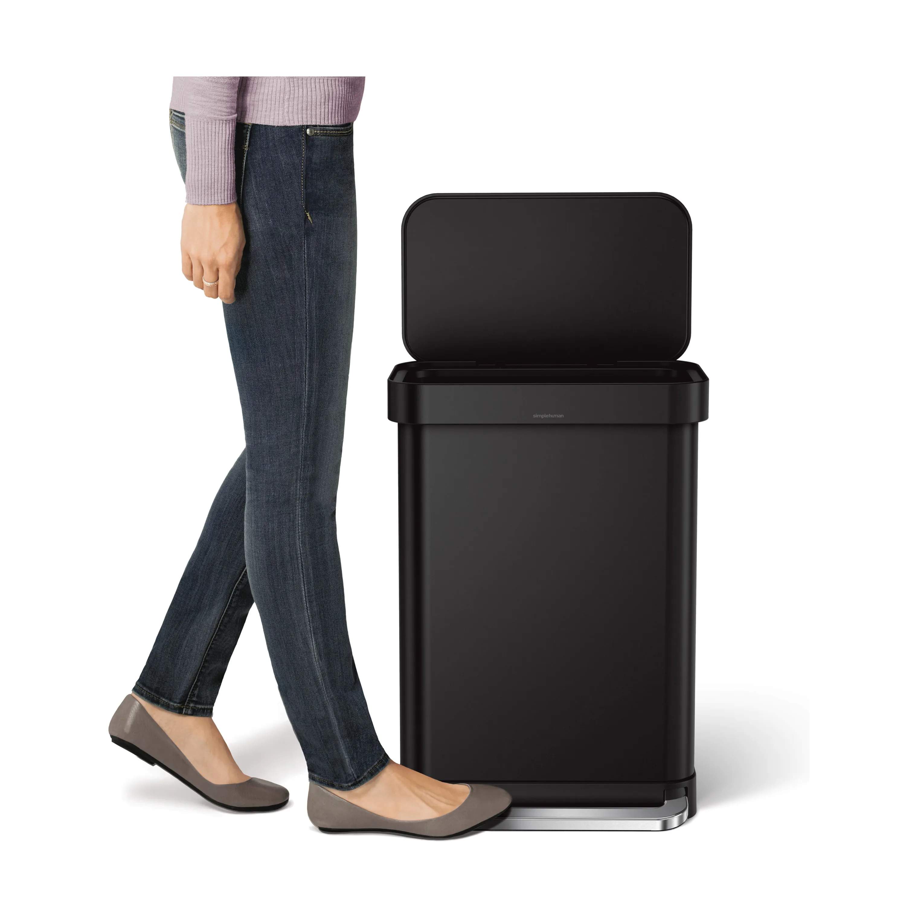 Simplehuman Pedalspande Slim Pedalspand i Sort, 55 L, 3