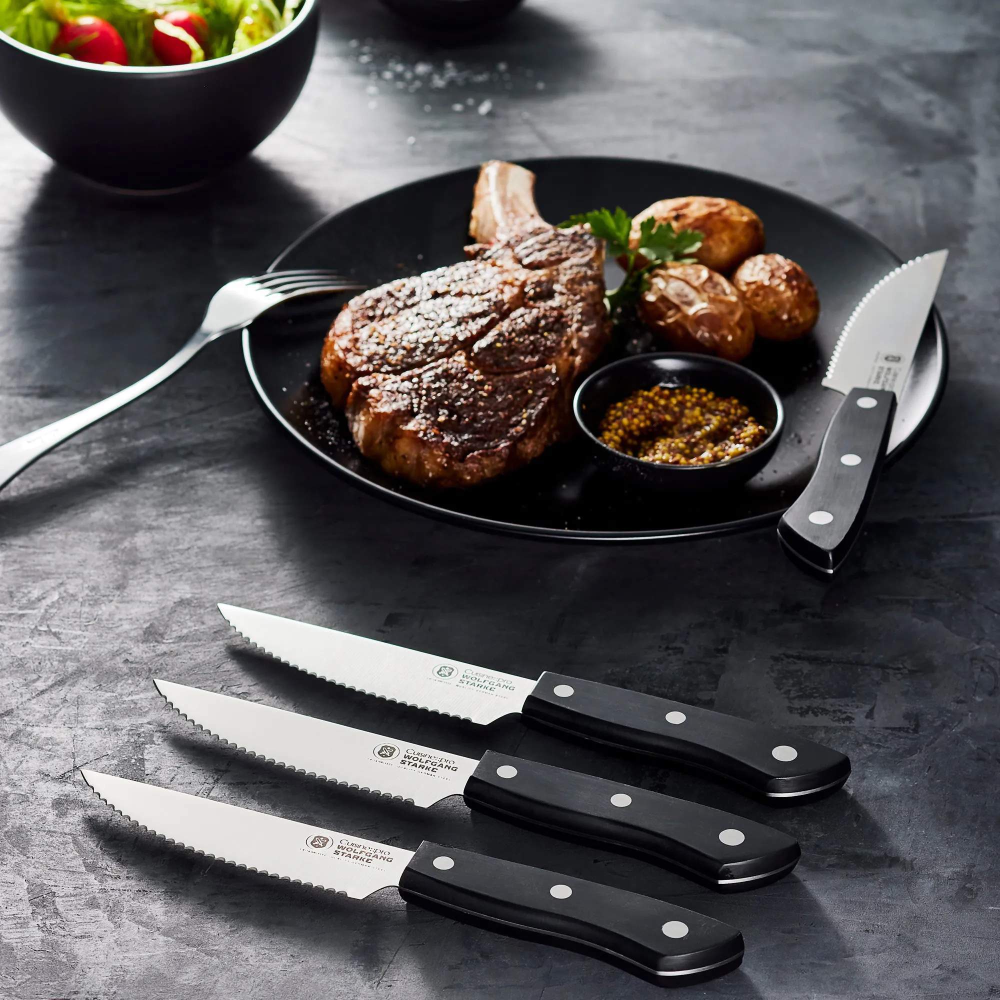 THE CUSTOM CHEF™ Steakknive Cuisine::pro® WOLFGANG
STARKE™ Cuisine::pro WOLFGANG STARKE Steak Knivsæt - 4 dele i Sort, 2