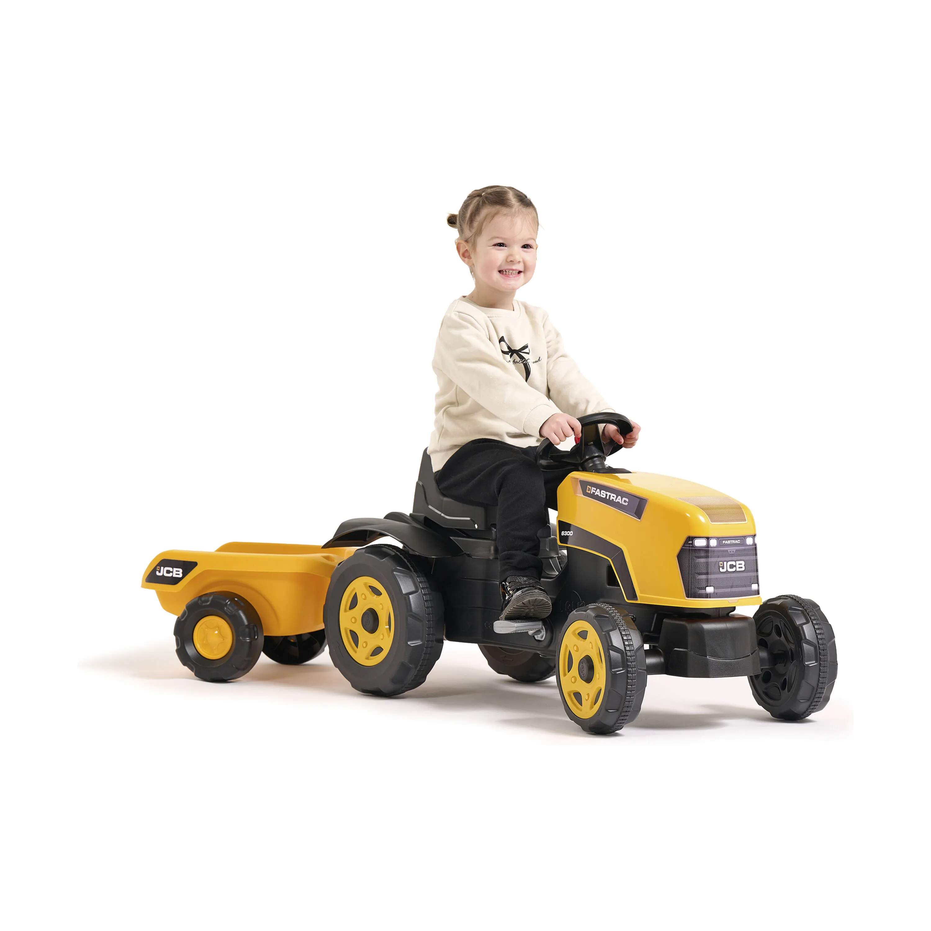 FALK Øvrig udeleg JCB Traktor m. trailer i Gul, 4