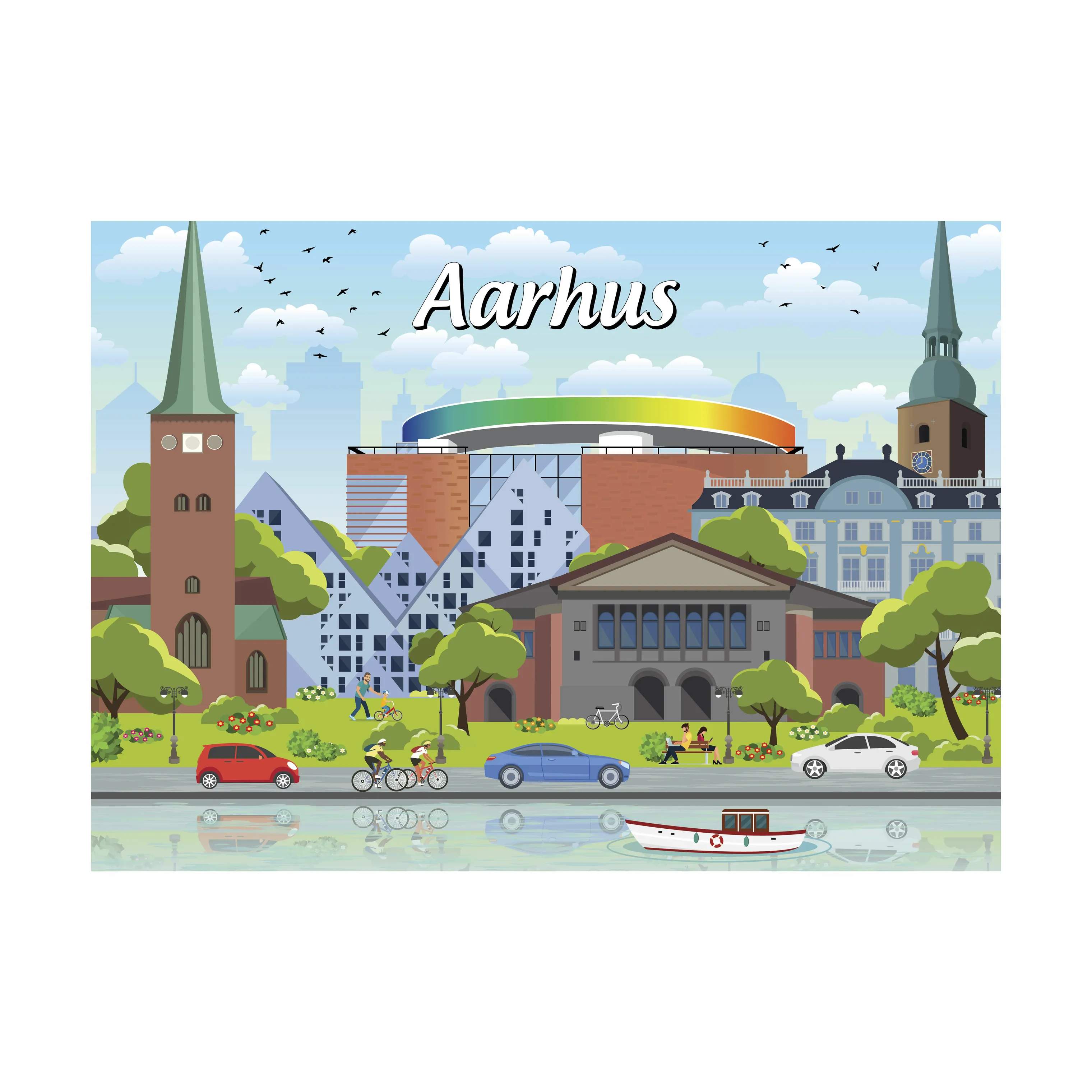 By-koncept Puslespil - Aarhus, multifarvet, large
