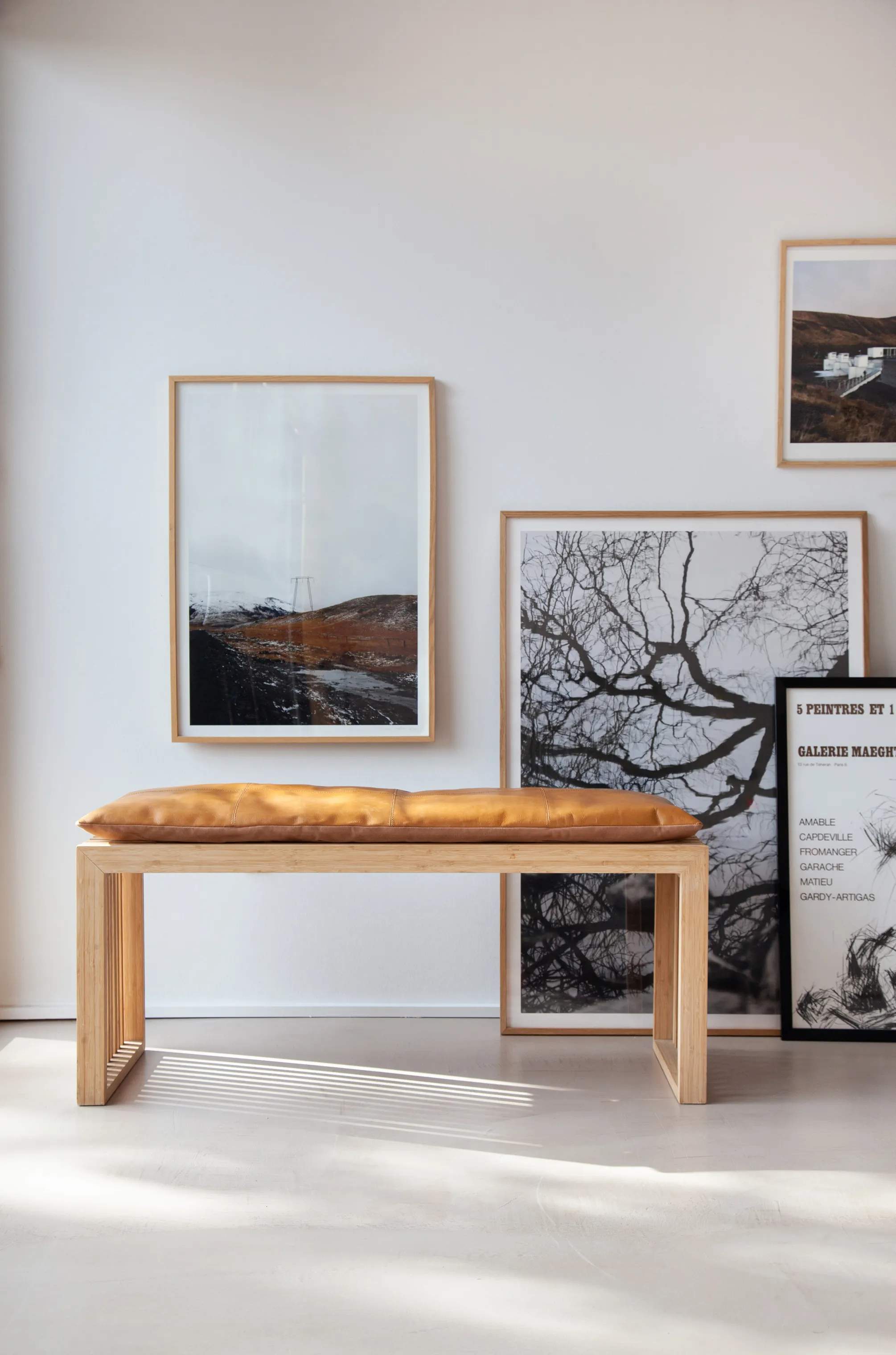 cinas Skamler Rib Bænk inkl. brun hynde i Bambus/brun, 104 cm, 3