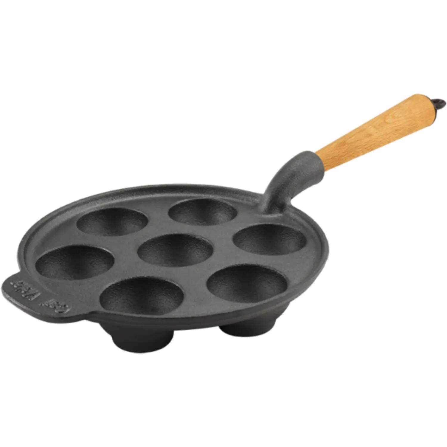 Carl Victor Æbleskivepander Æbleskivepande i Støbejern, Bøgetræ, 1