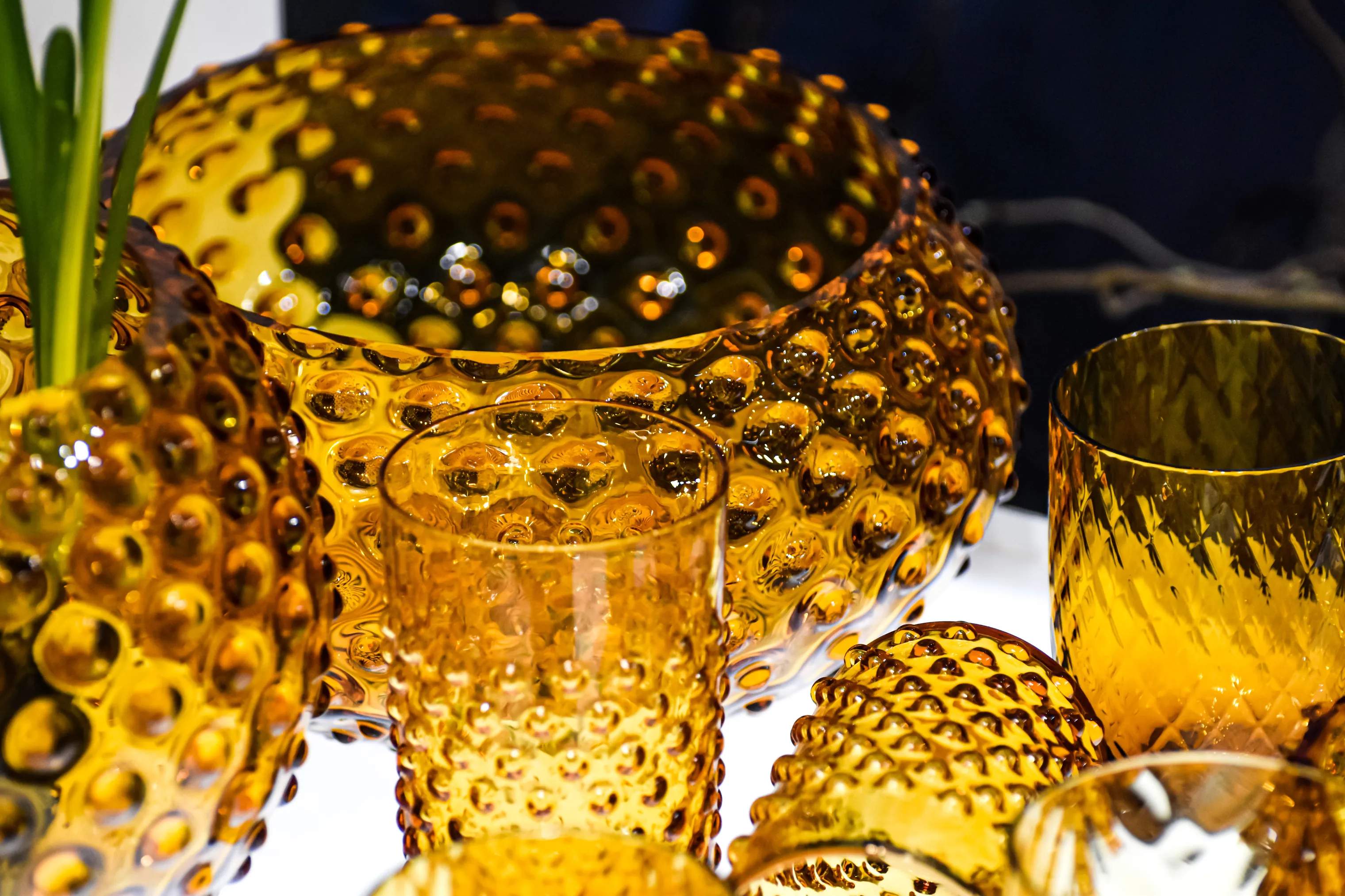 Anna von Lipa Vandglas Hobnail Vandglas i Amber, 3
