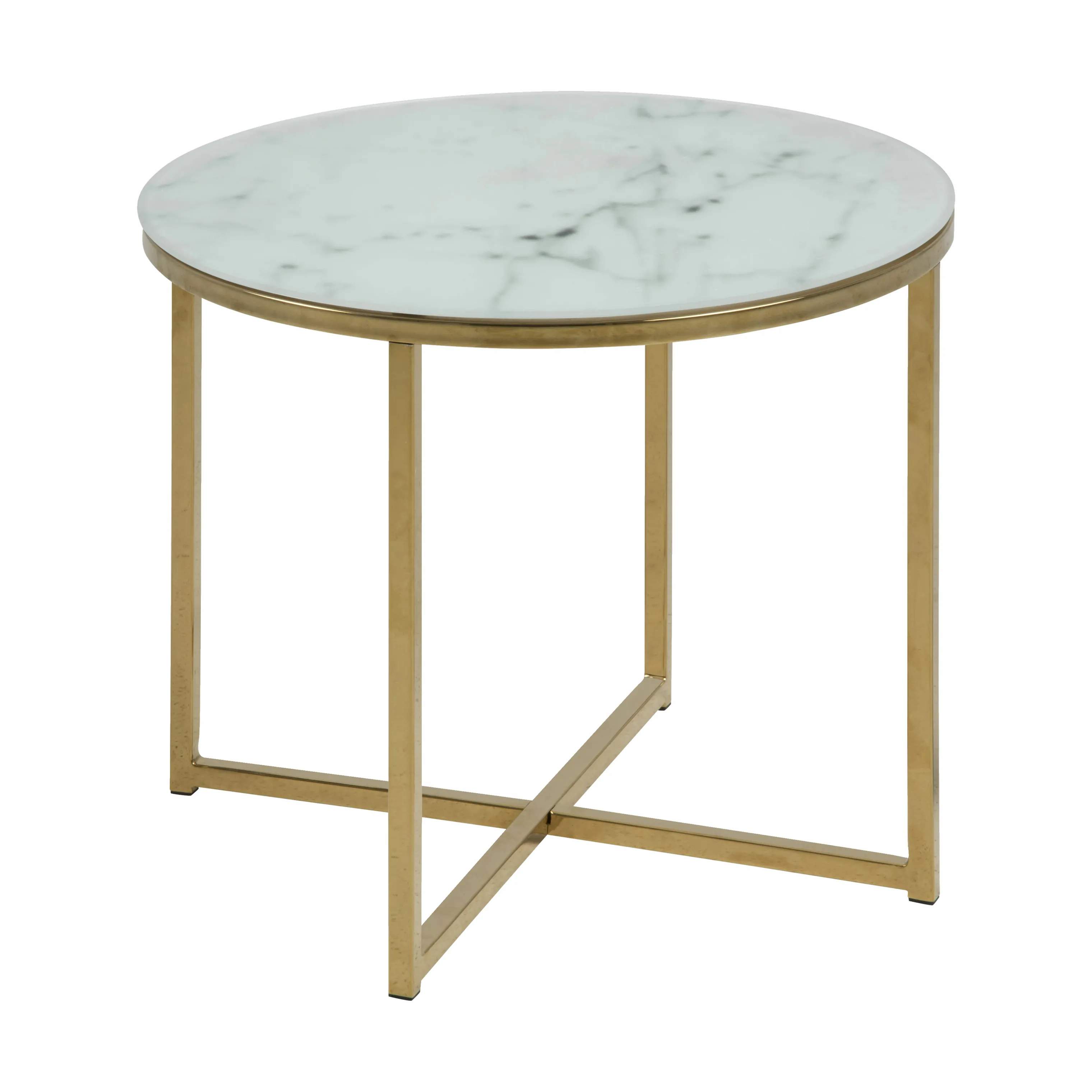 Alisma Hjørnebord, hvid marmor/gylden krom, large