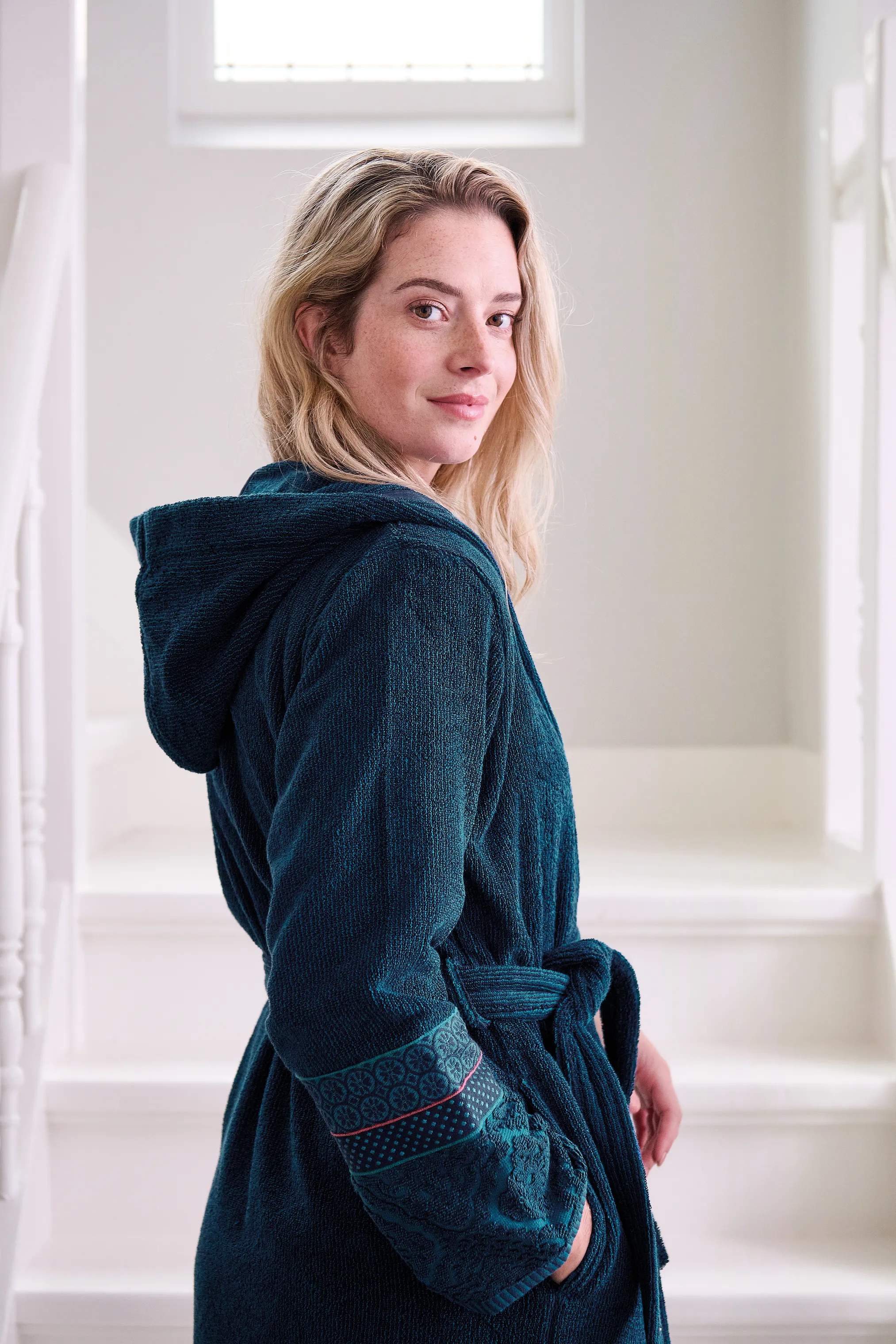 PIP Studio Morgenkåber Soft Zellige Badekåbe i Dark Blue , M, 3