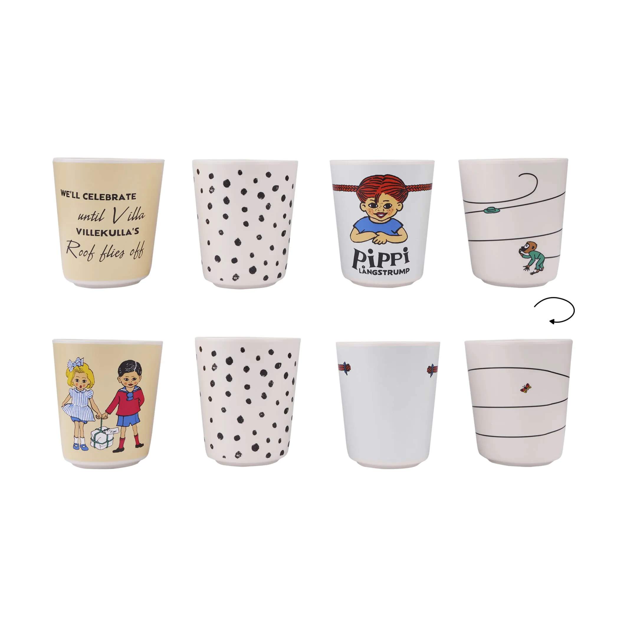 Barbo Toys Børnekopper Pippi Langstrømpe Pippi Langstrømpe Tumblersæt - 4 dele i Multifarvet, 4