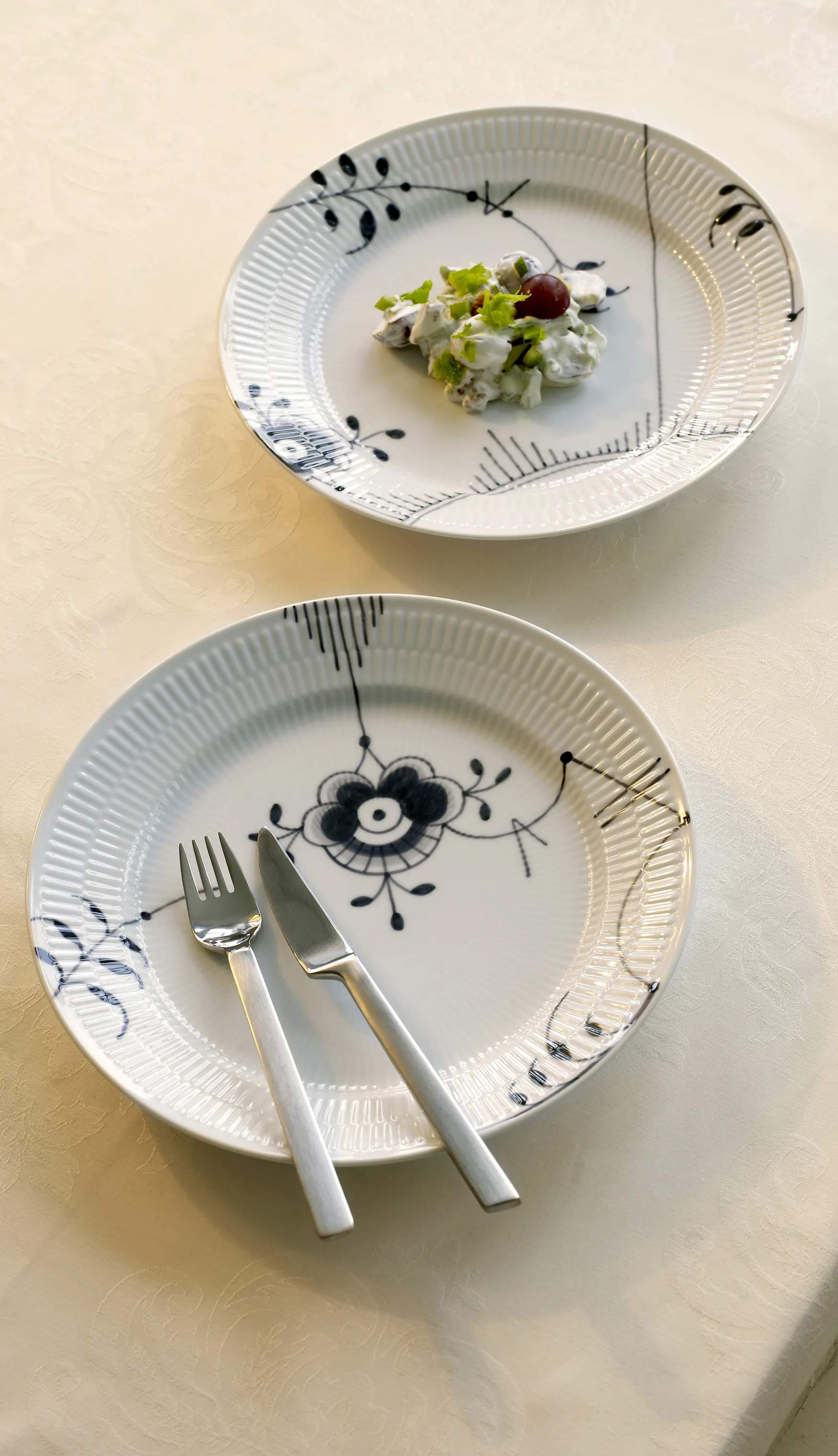 Royal Copenhagen Middagstallerkener Sort Mega Riflet Middagstallerken #6 i Middagstallerken Motiv #6  x Ø27 cm, 2