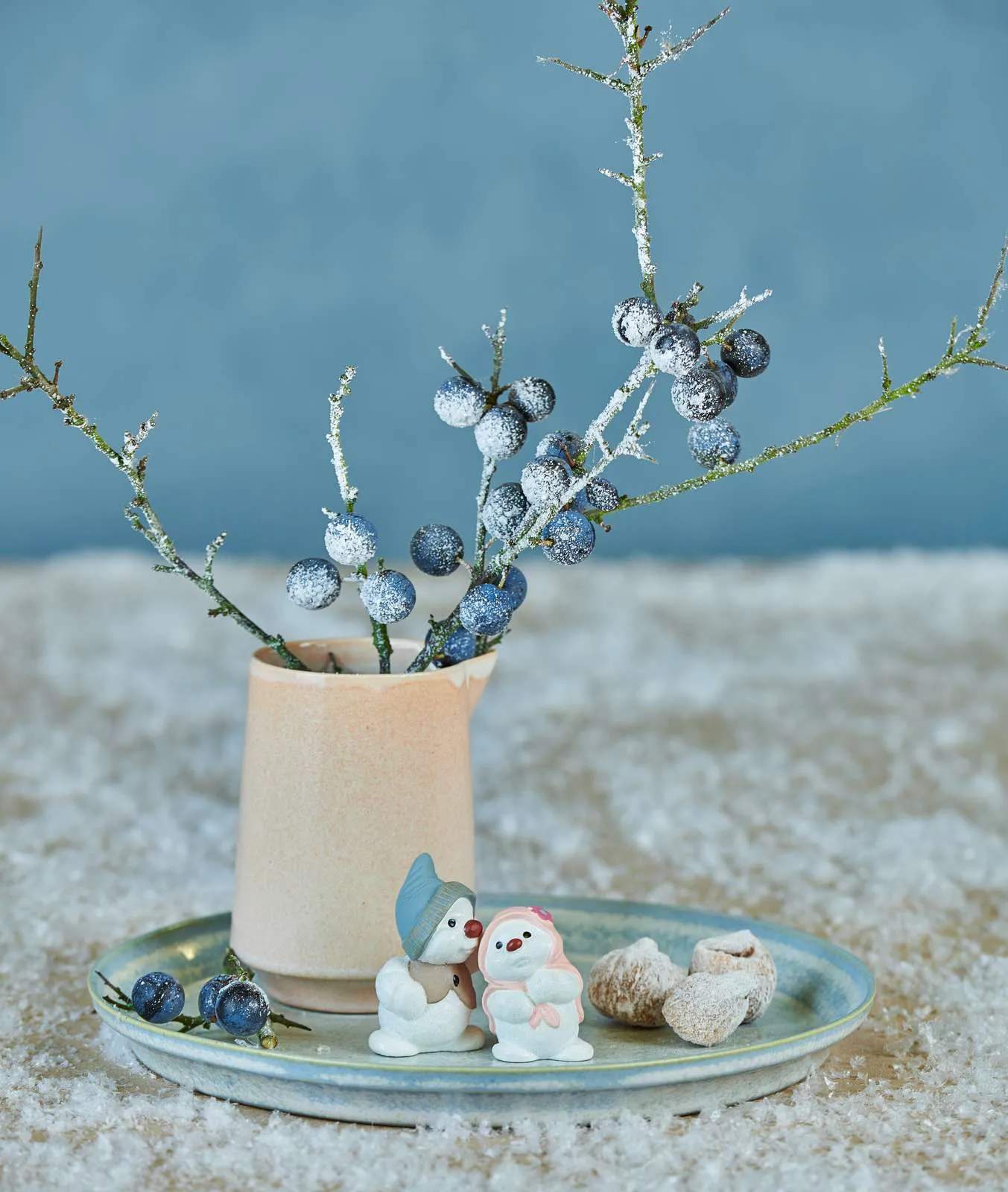 Klarborg Julefigurer Snemænd - Ejno & Elma i Hvid, 7 cm, 2