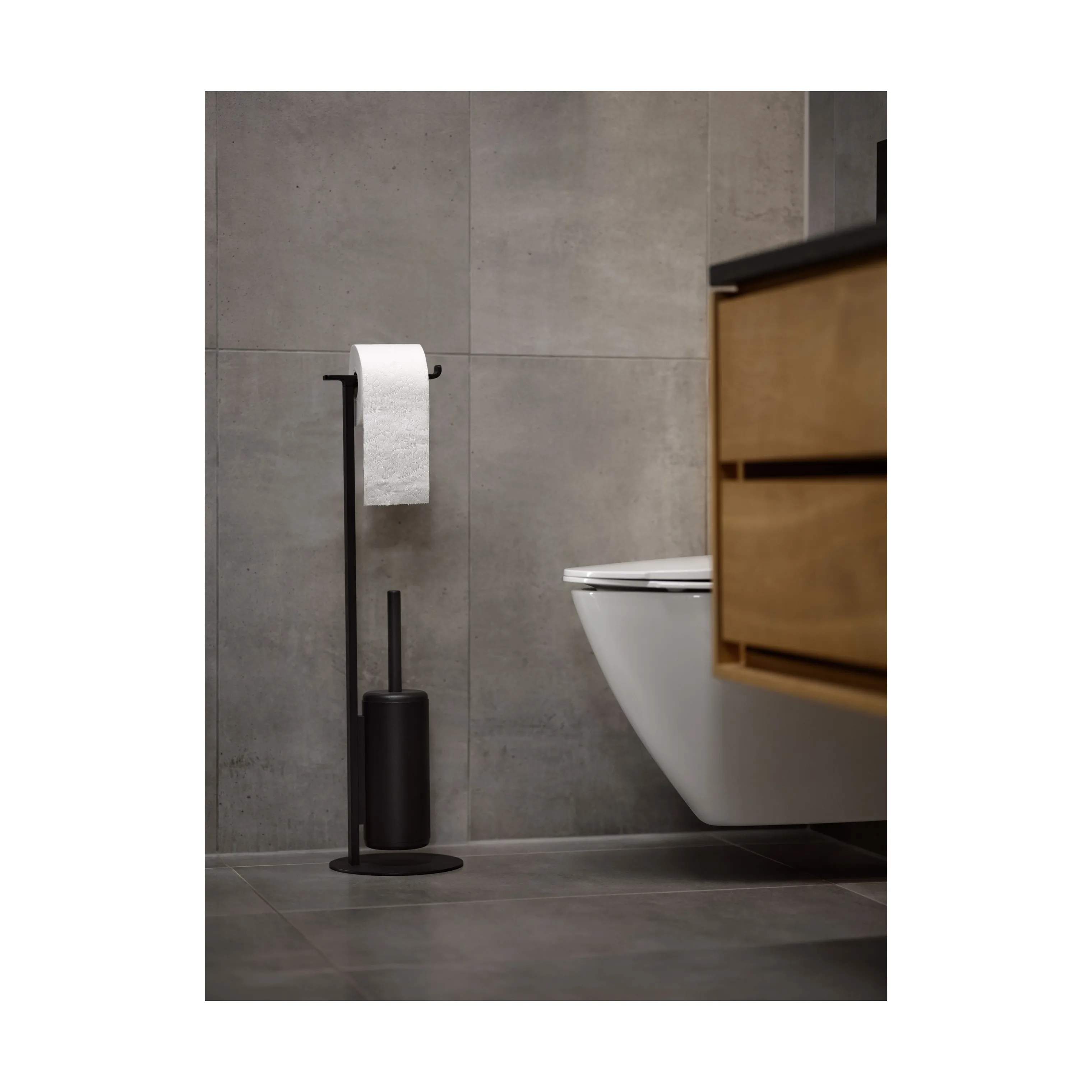 Zone Badeværelsestilbehør Rim Toiletrulleholder i Sort, 2