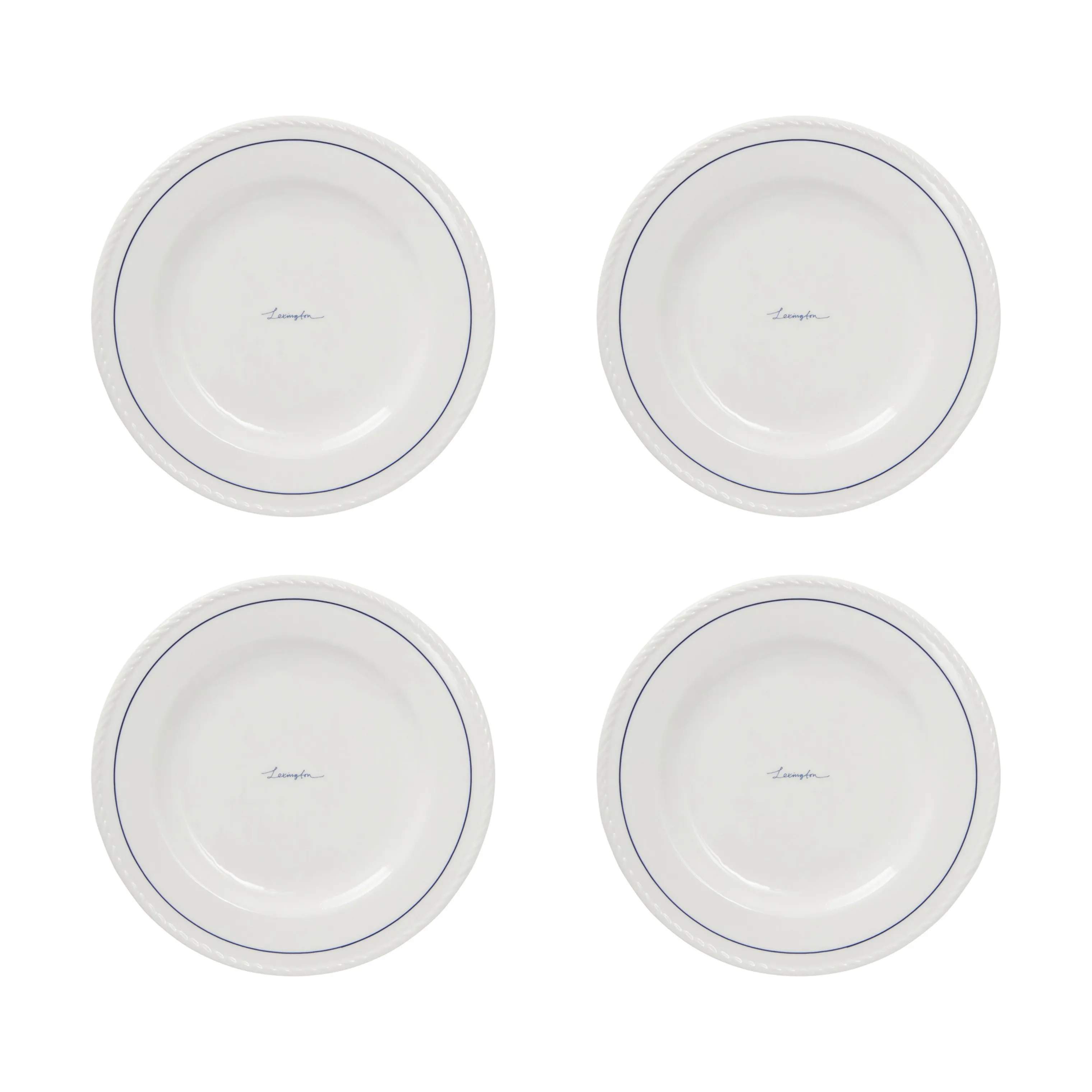 Frokosttallerken - 4 stk., white/dark blue, large