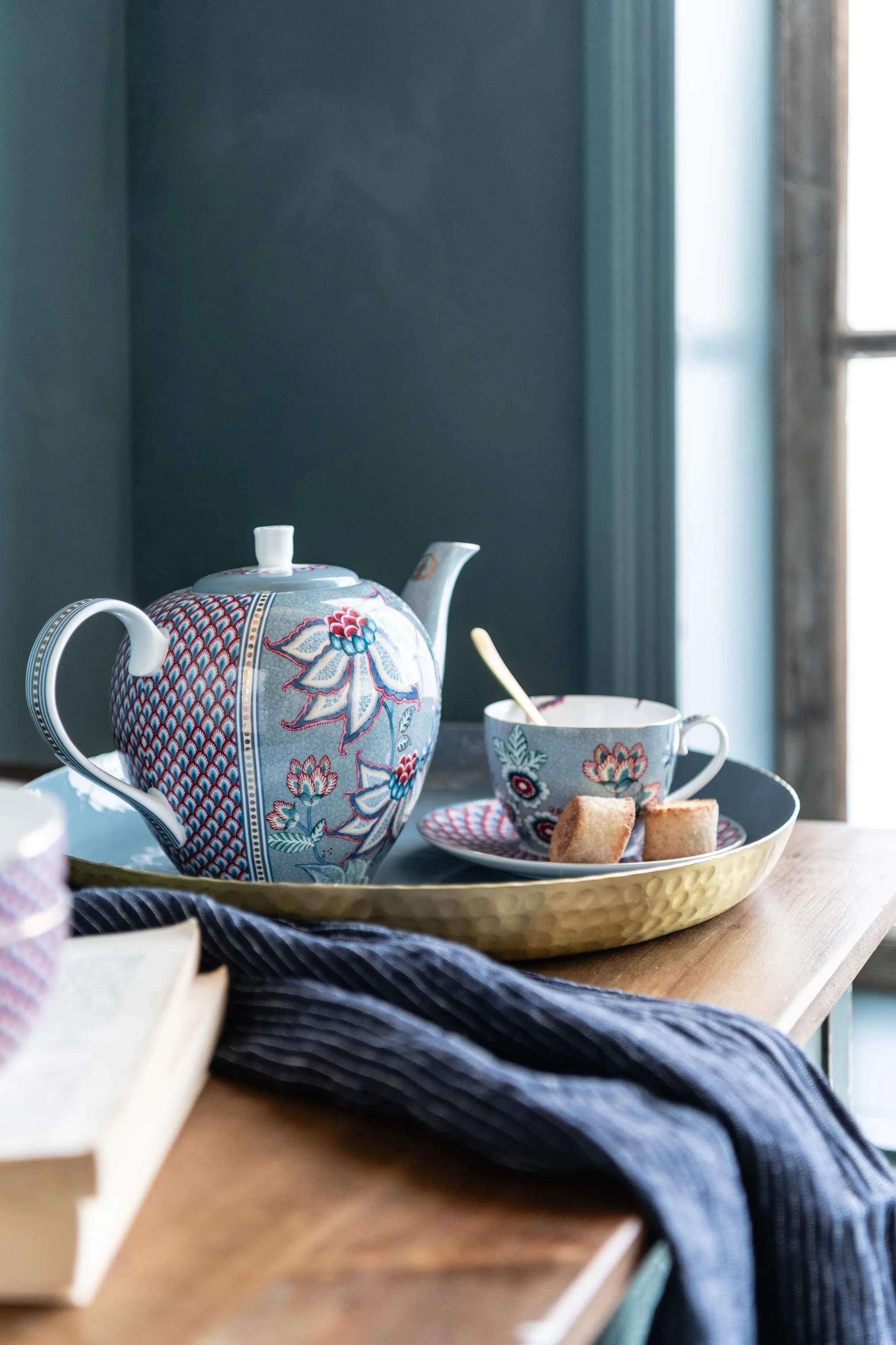 PIP Studio Krus og kopper med hank Flower Festival Kop m. underkop - 2 stk. i Blue, 2